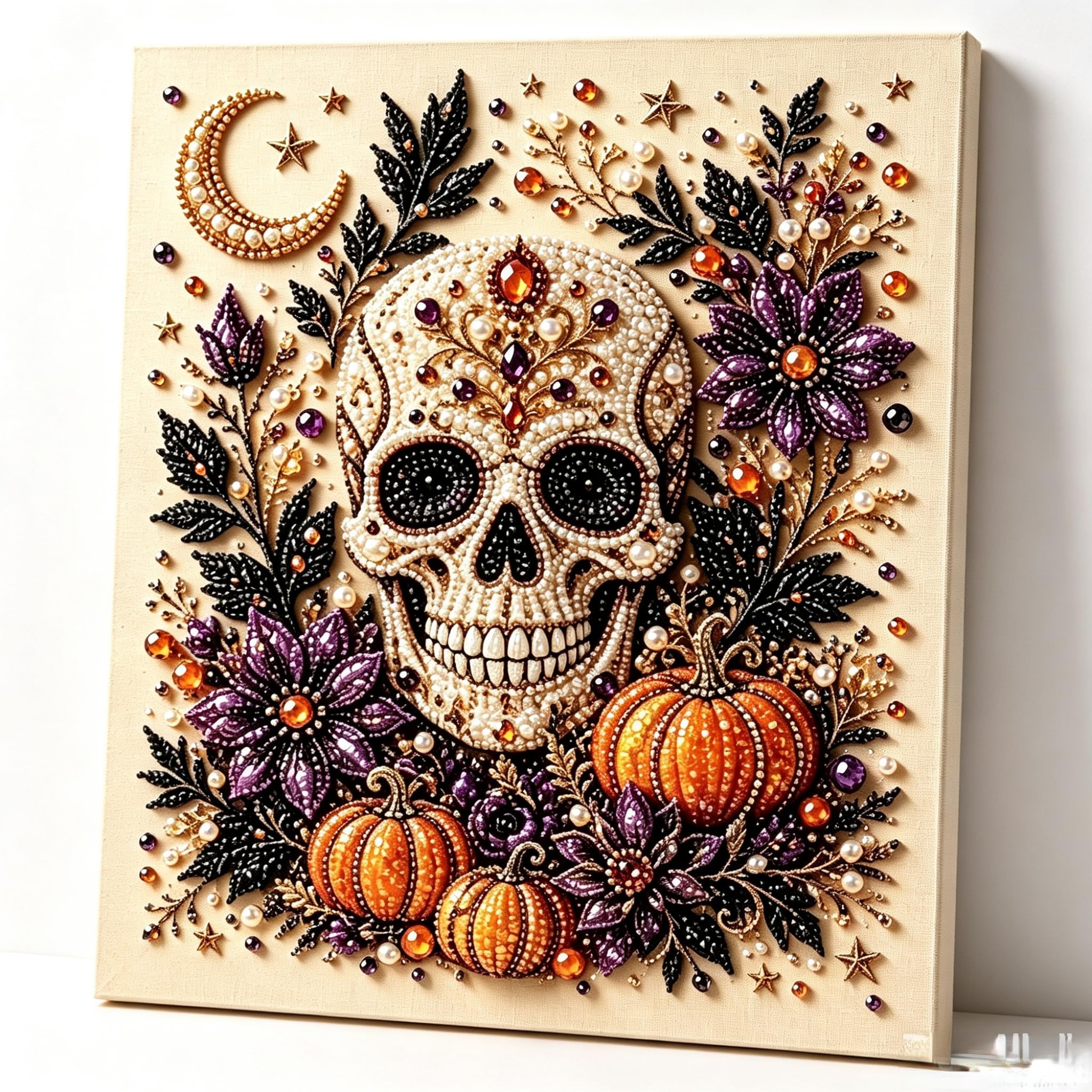 Halloween Ghost Pearl Diamond Art DIY Kit, Pearl Diamond Art Crafts Kits