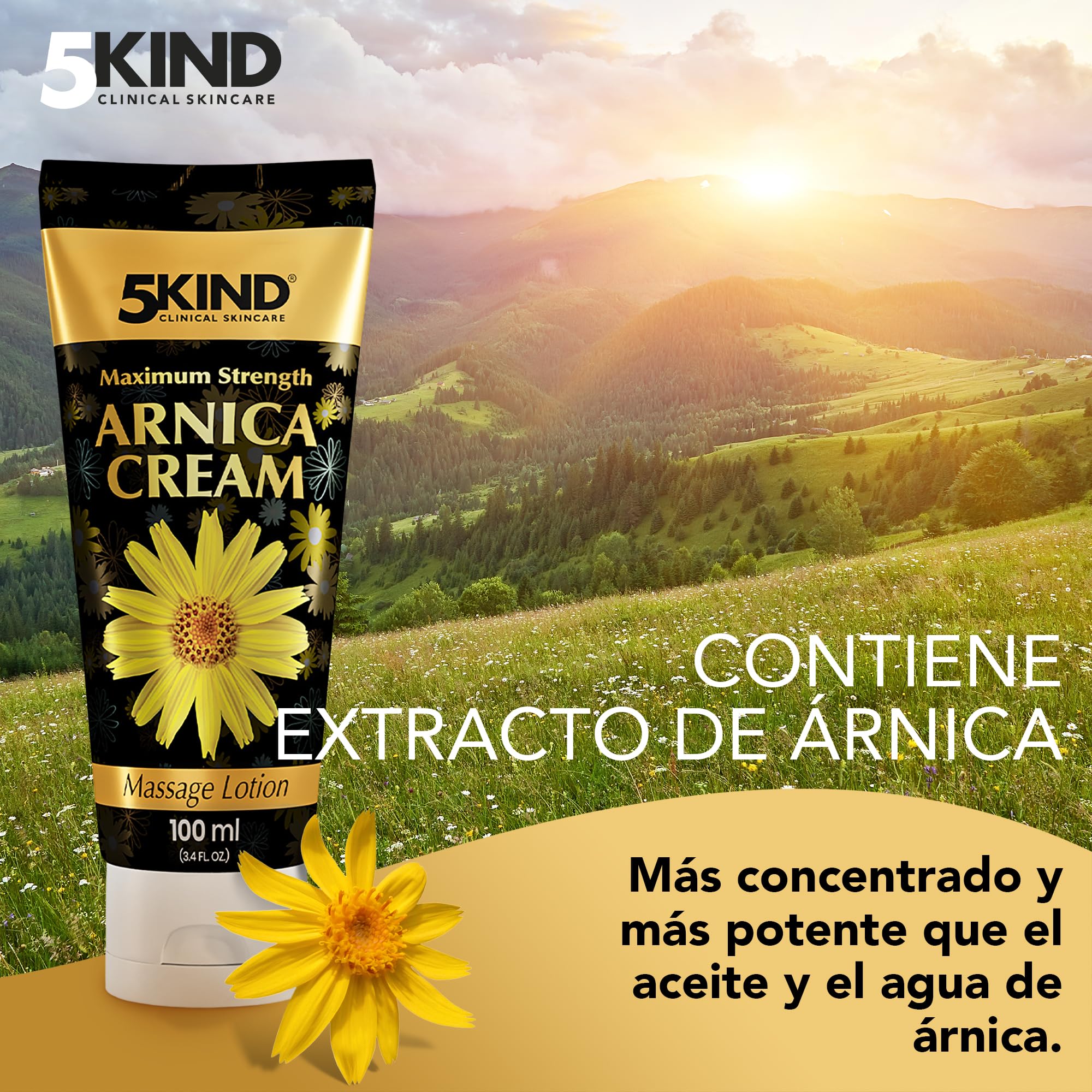 5kind - Crema de árnica para hematomas e hinchazón, 100 ml, máxima resistencia, acción rápida e intensiva, extracto de árnica montana, crema para moretones, masaje muscular natural para músculos y