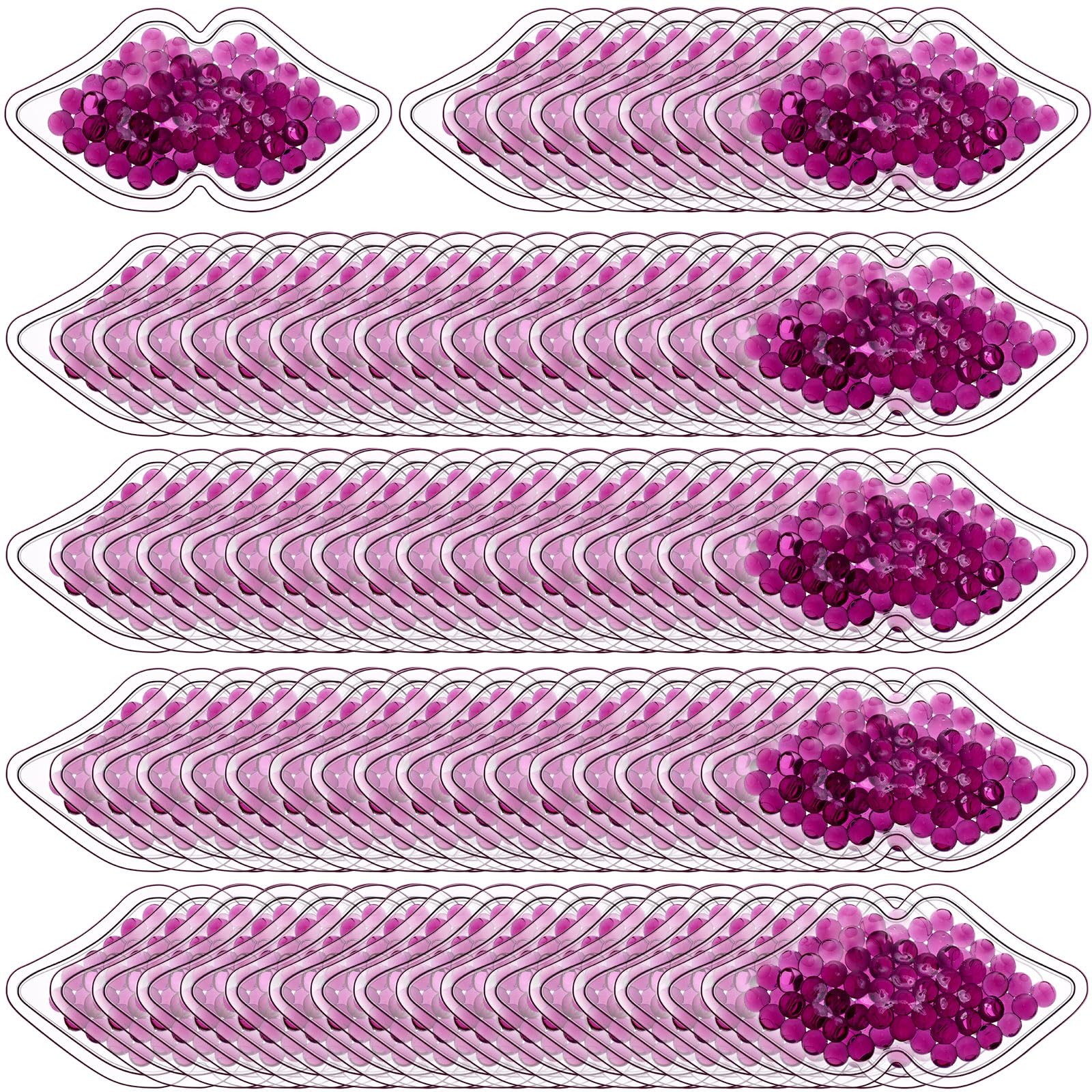 TrelaCo 60 Pcs Gel Lip Ice Pack Bulk Reusable Boo Boo Packs Ice Bag for Injuries Lip Shape Mini Cold Compress for Headaches Tired Eyes Swelling Teeth Pain Relief(Purple)