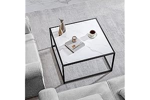 Modern White Square Coffee Table for Living Room Decor