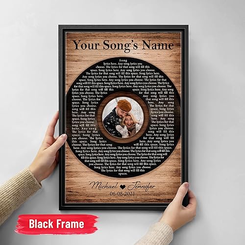 Vista 124 de H-DEWALL Letras de canciones personalizadas con marco, arte de pared musical personalizado para él, decoración sentimental y regalo inspirador
