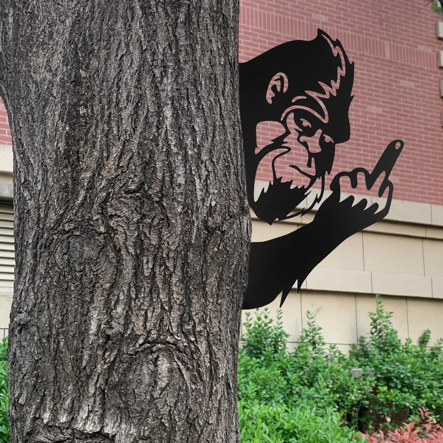 19.7x13 in Sasquatch Peek Flip Off Metal Sign Animal Bigfoot Middle Finger Plaques Cutout Decor Tree Fence Yard Garden Patio House Outdoor Wall Art