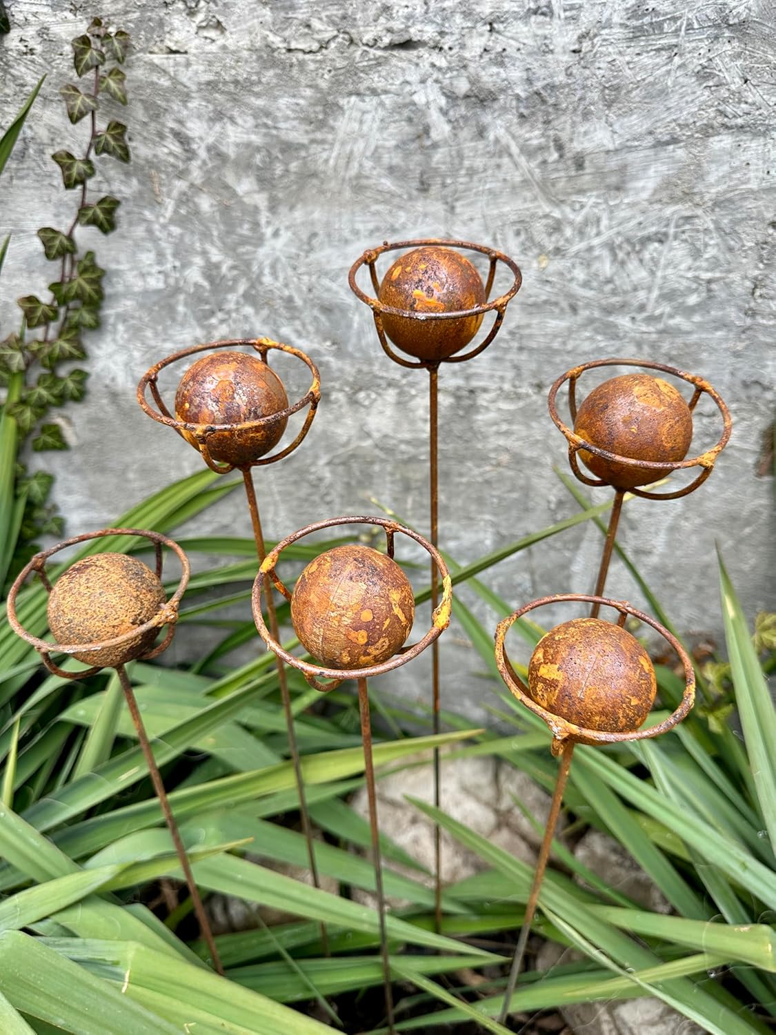 Set of 6 Rustic Metal Exotic Flowers, Handmade Garden Decor, Unique Landscaping Art, Outdoor Yard Art, Rustic Metal Flower Gift