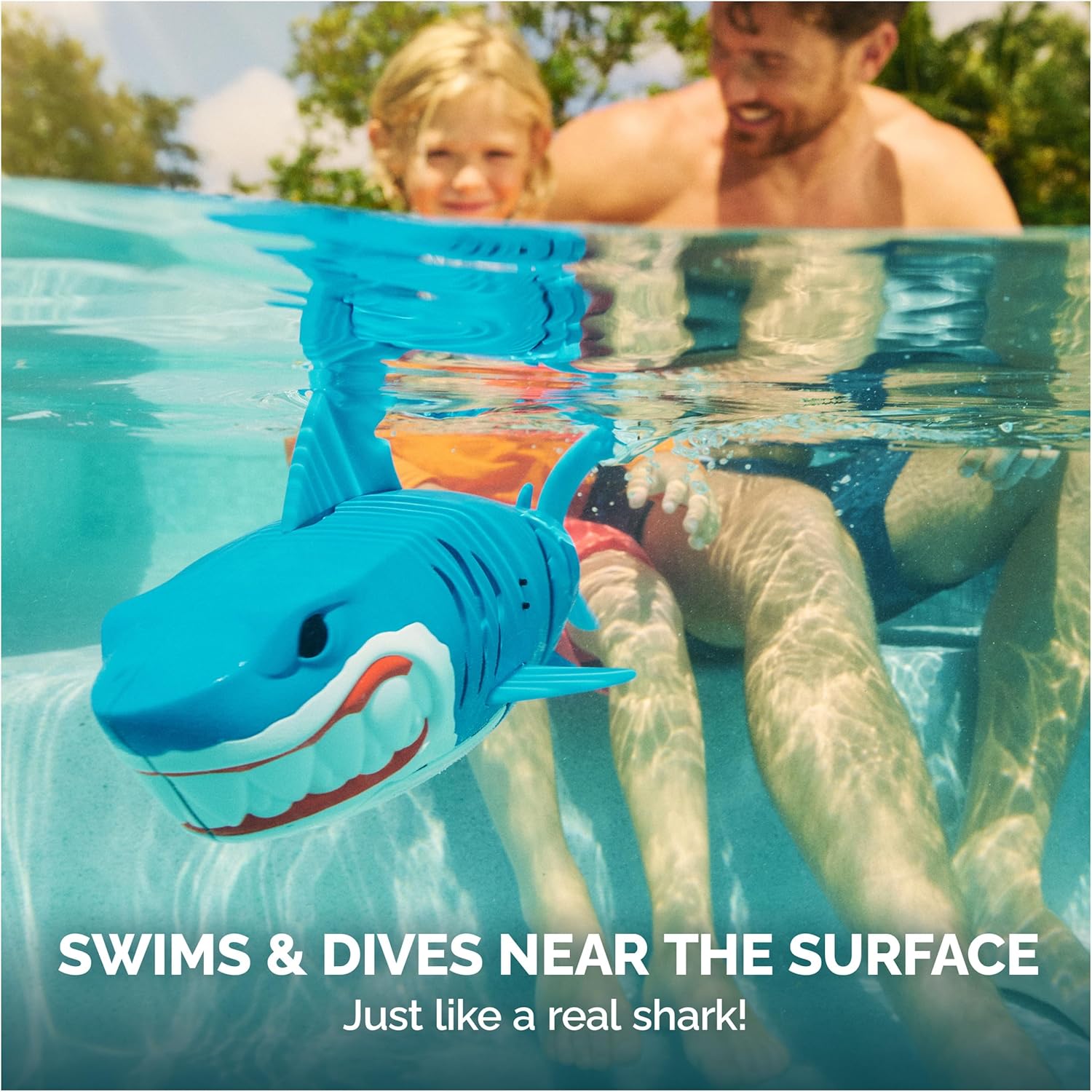SwimWays Rainbow Reef Shark Toy, Finn Diesel Kids Shark Pool Toy and Swimming Accessory, Self-Activated Water Toys, Learn to Swim Pool Toys for Kids Ages 5 & Up (Batteries Included)