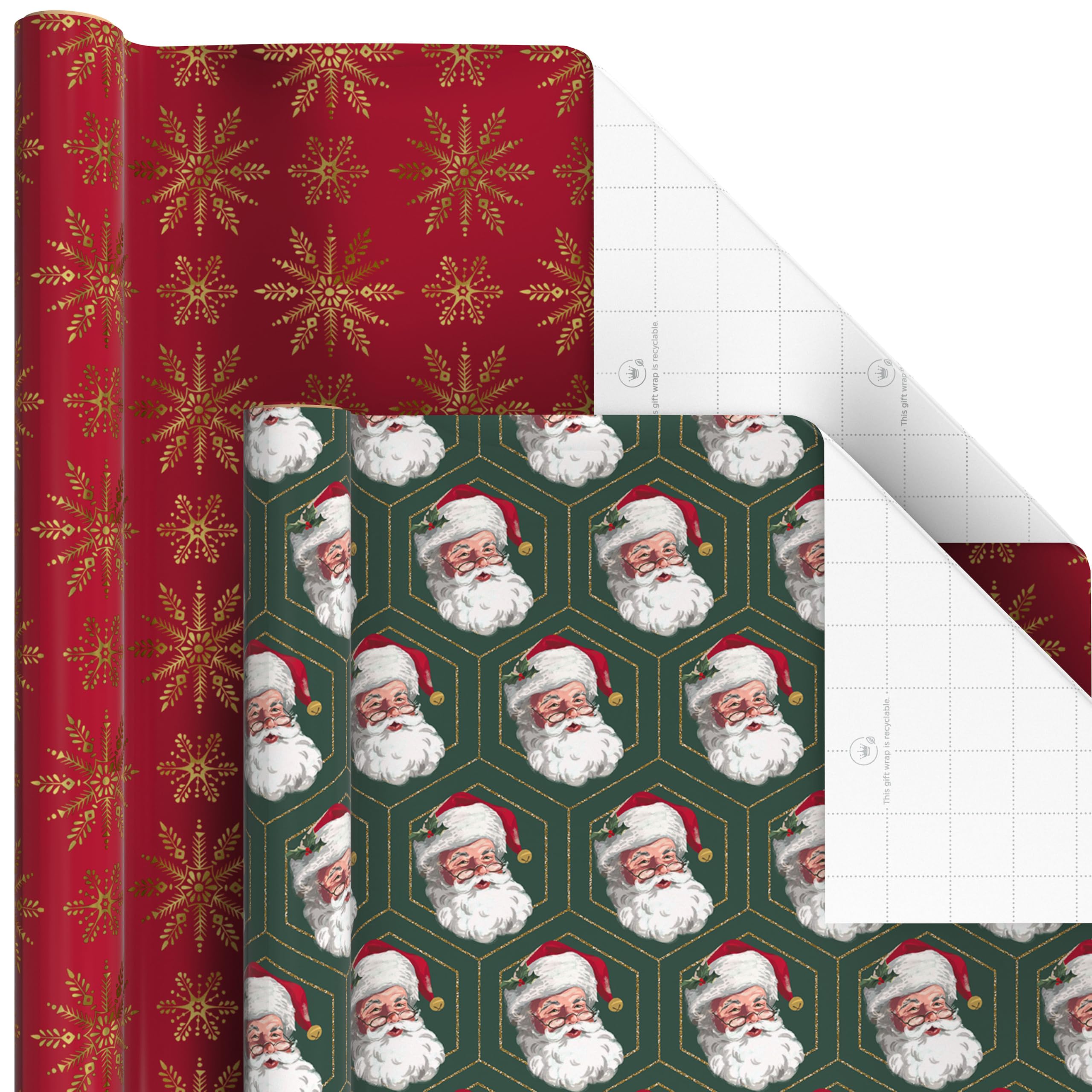 Hallmark Paquet de papier cadeau de Noël avec lignes de coupe