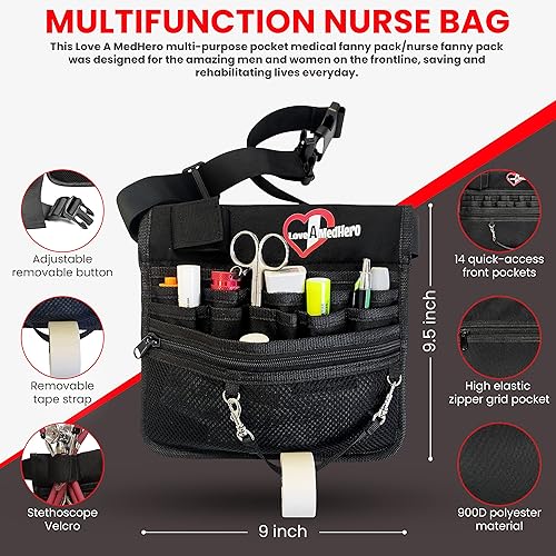 Miniatura 3 de Love A Medhero Riñonera de enfermera para mujer, bolsa de cintura para enfermeras, bolsa de cinturón de lactancia con bolsillos de utilidad, soporte