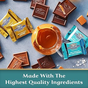 GHIRARDELLI Milk Chocolate Sea Salt Caramel SQUARES, 5.3 oz Bag (Pack of 6) Individually Wrapped Chocolate Candy