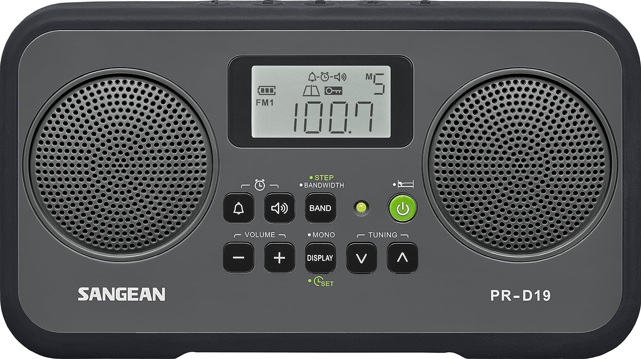 Sangean PR-D19BK FM Stereo/AM Digital Tuning Portable Radio with Protective Bumper (Gray/Black) (Renewed)