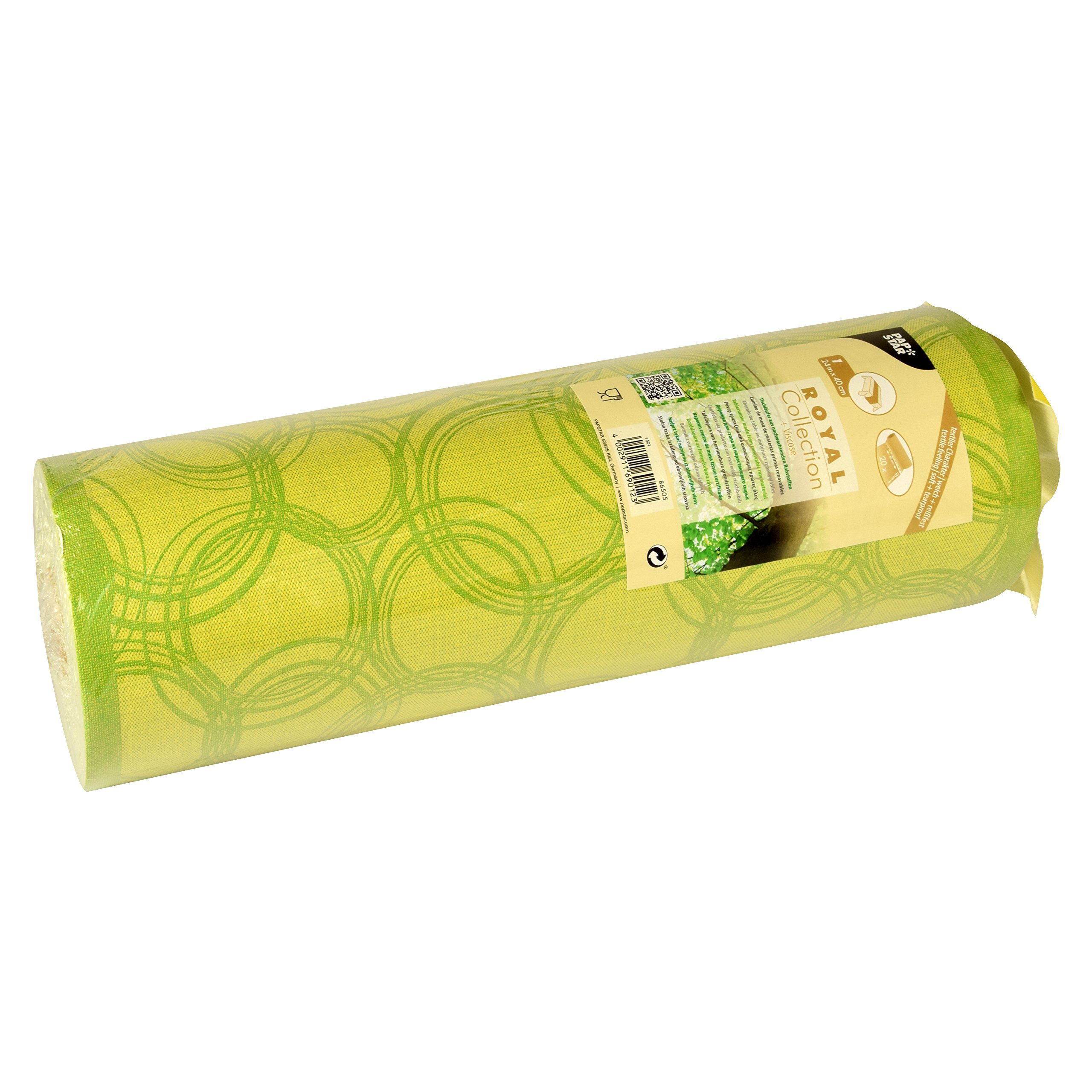 Papstar Royal Collection, Table Runners, cloth-like, Tissue Mix Bubbles 24 M X 40 cm Lime Green Roll # 86505