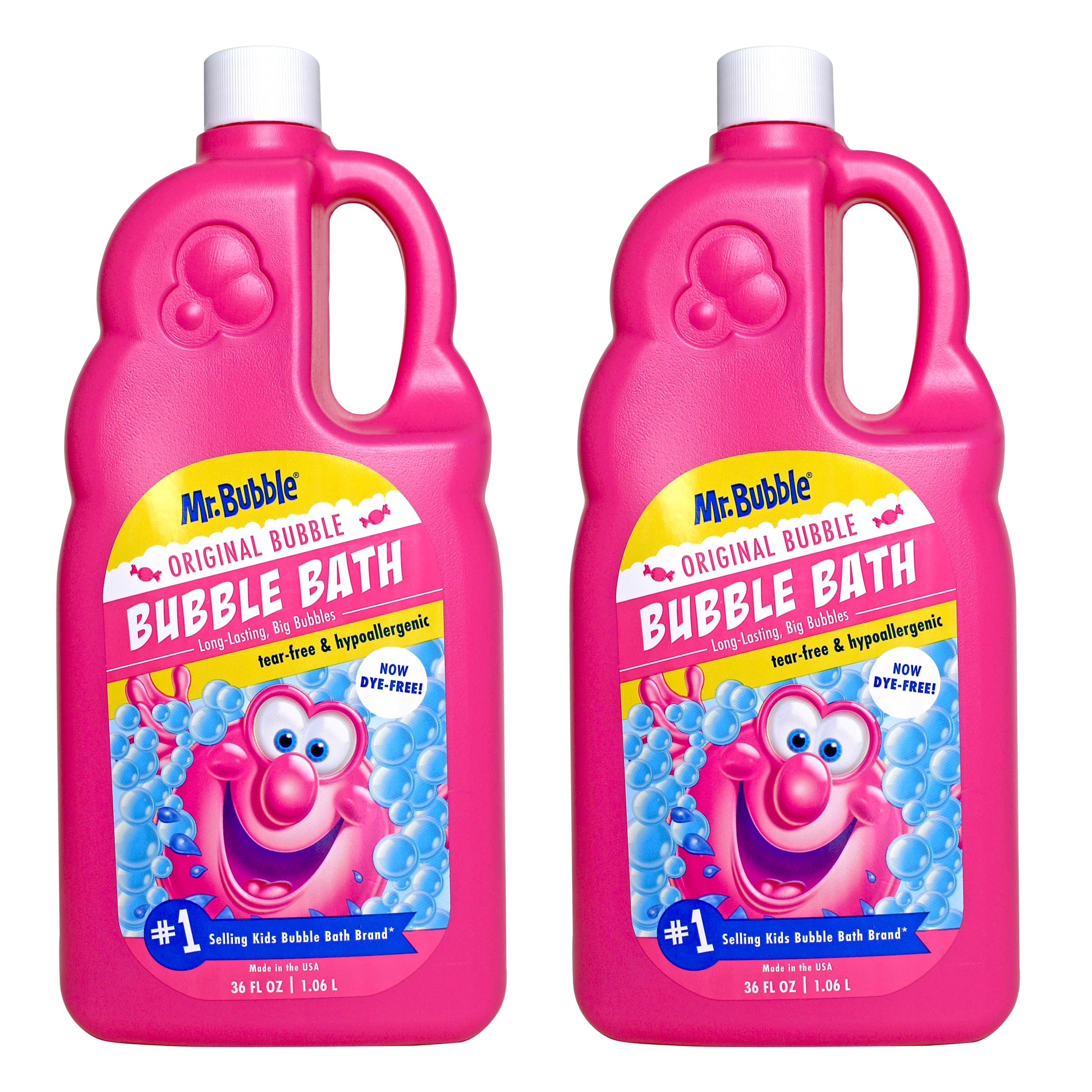 Mr. Bubble Original Bubble Bath - Hypoallergenic, Tear Free Bubble Bath Solution Makes Big Long Lasting Bubbles for Kids, Toddlers and Adults (Pack of 2 Bottles, 36 fl oz Each)