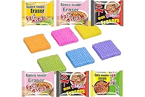 Kawaii Eraser Sticks: Mini Food Eraser Pack of 16, Featuring Spicy Ramen Noodles