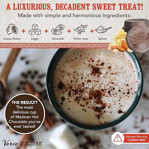 Miniatura 10 de Verve Culture 's Villa Real Mexican Chocolate, 5 discos, almendra, peso neto 8.82oz  auténticos discos mexicanos de chocolate caliente