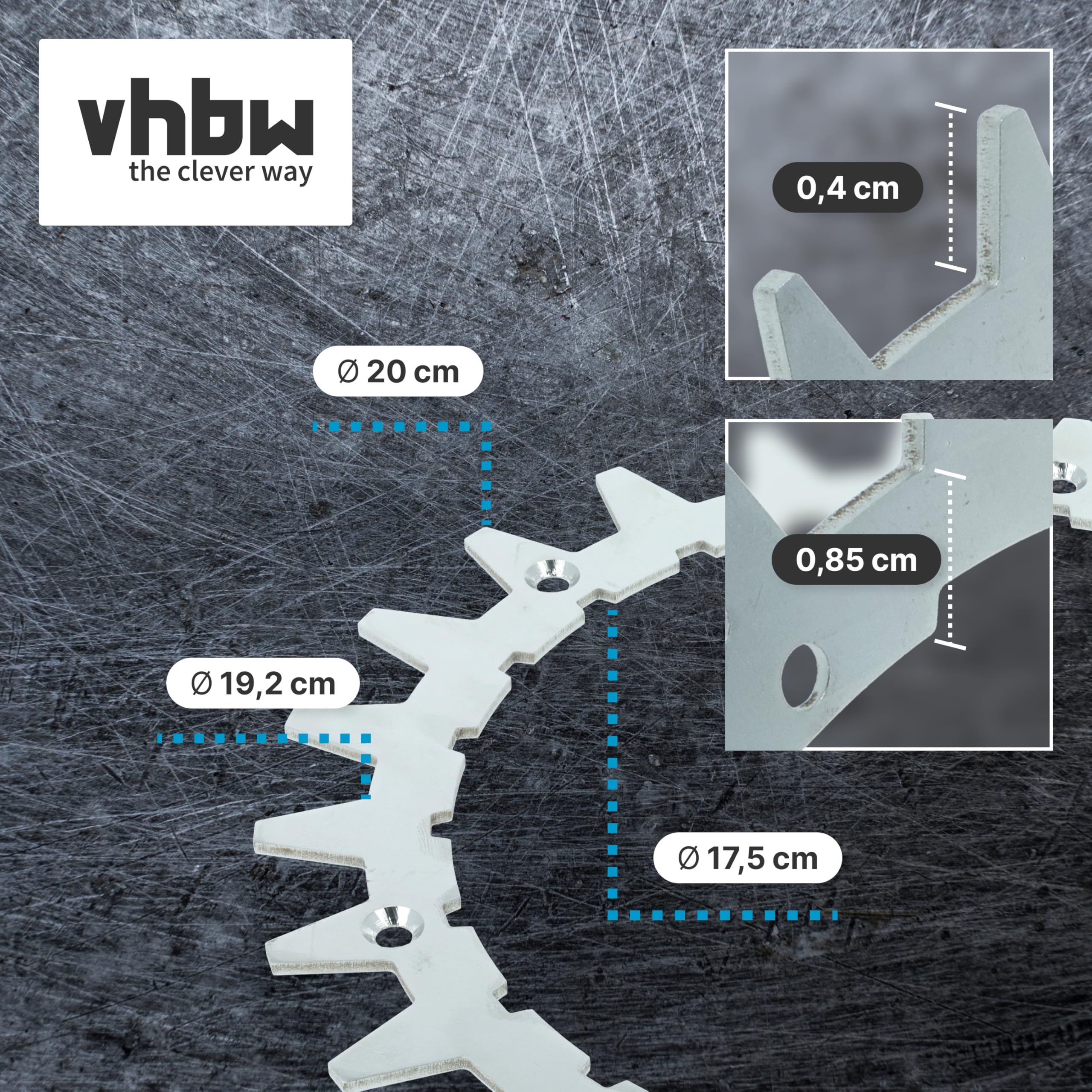 vhbw 4x rueda dentada compatible con Flymo 1200 robot cortacésped - acero inoxidable, 24 dientes