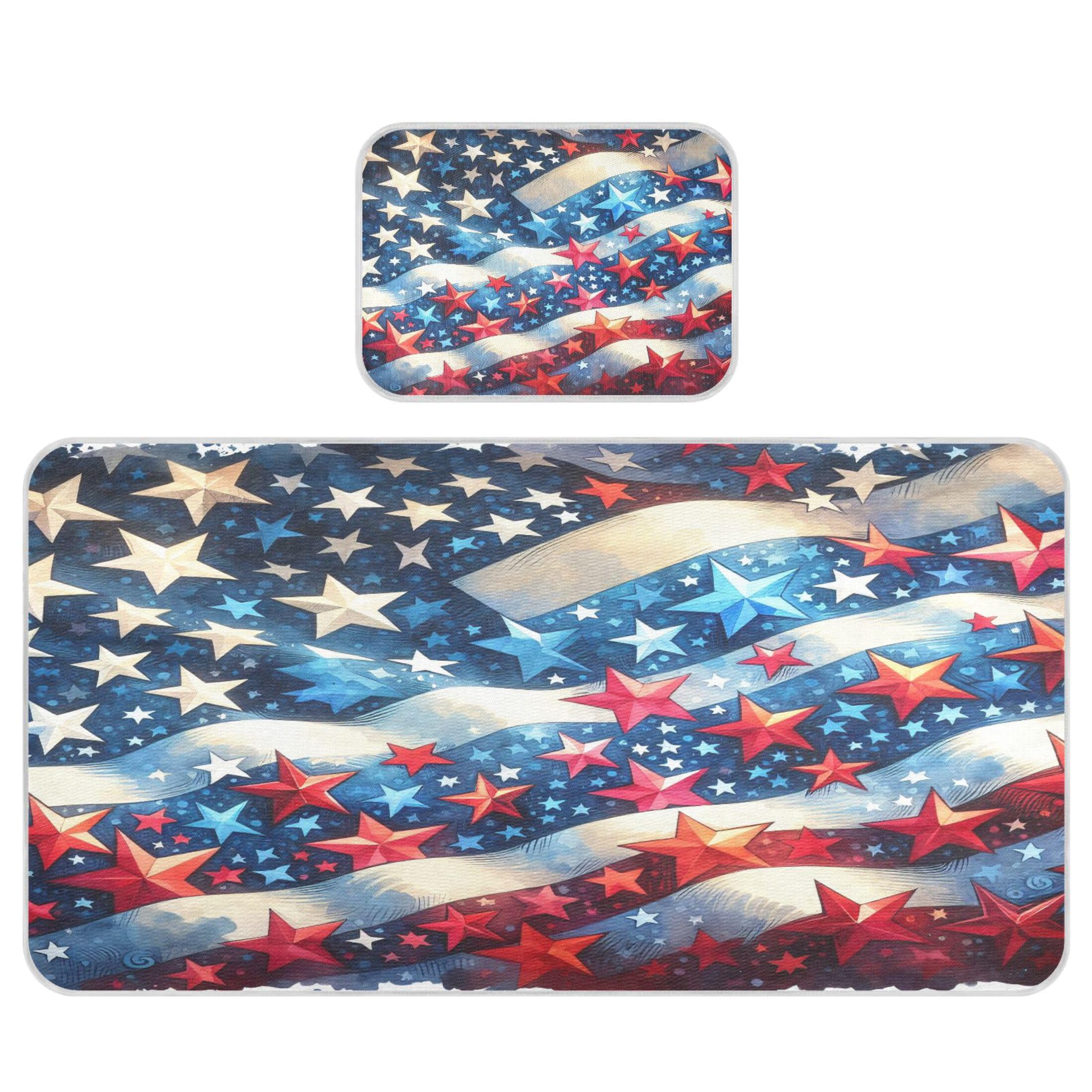 Takiito Patriotic Stars Baby Cooling Mattress Pad, Soft & Breathable Cooling Mat Keep Baby Cool in Summer 28x52 in, Nursery Essential