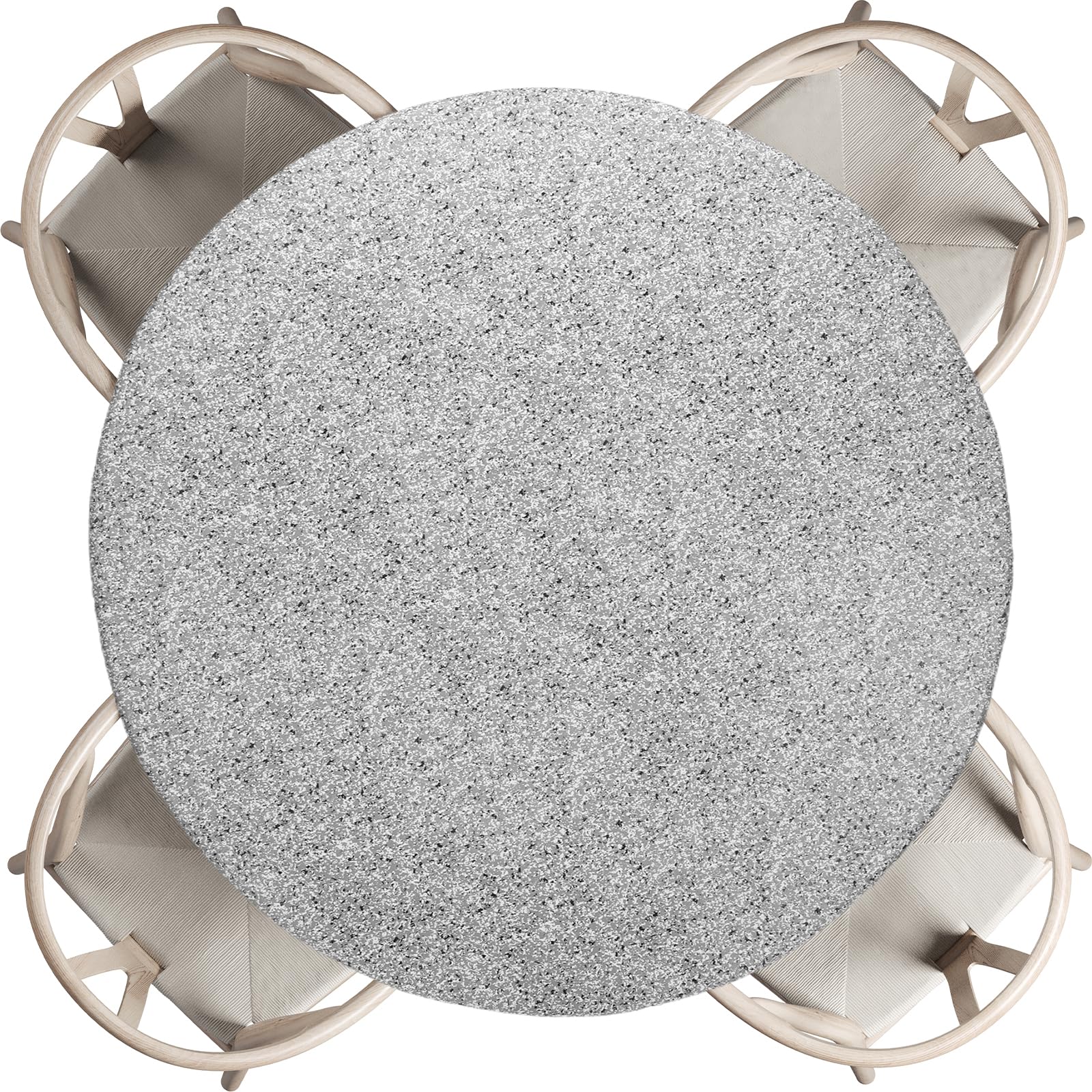 Nappe de camping ronde et ajustée grise pour repas sur la terrasse et table de jardin élastique