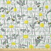 Vista 439 de Ambesonne Tela de Fiesta Popstar por Yarda, Estilo de Dibujos Animados Garabatos Dibujados a Mano Tema Musical Impresión de Arte Lineal, Tela