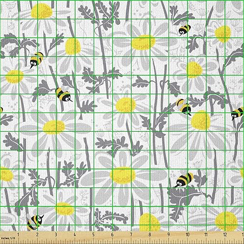 Miniatura 757 de Ambesonne The Yard - Tela de hibisco de flores tropicales en tonos de la vida real, tela decorativa para tapicería, cestas de almacenamiento