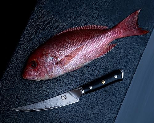 Miniatura 6 de Regalia Cuchillo para deshuesar/filete: navaja profesional japonesa de 6 pulgadas afilada AUS10 Premium de alto carbono de 67 capas Damasco