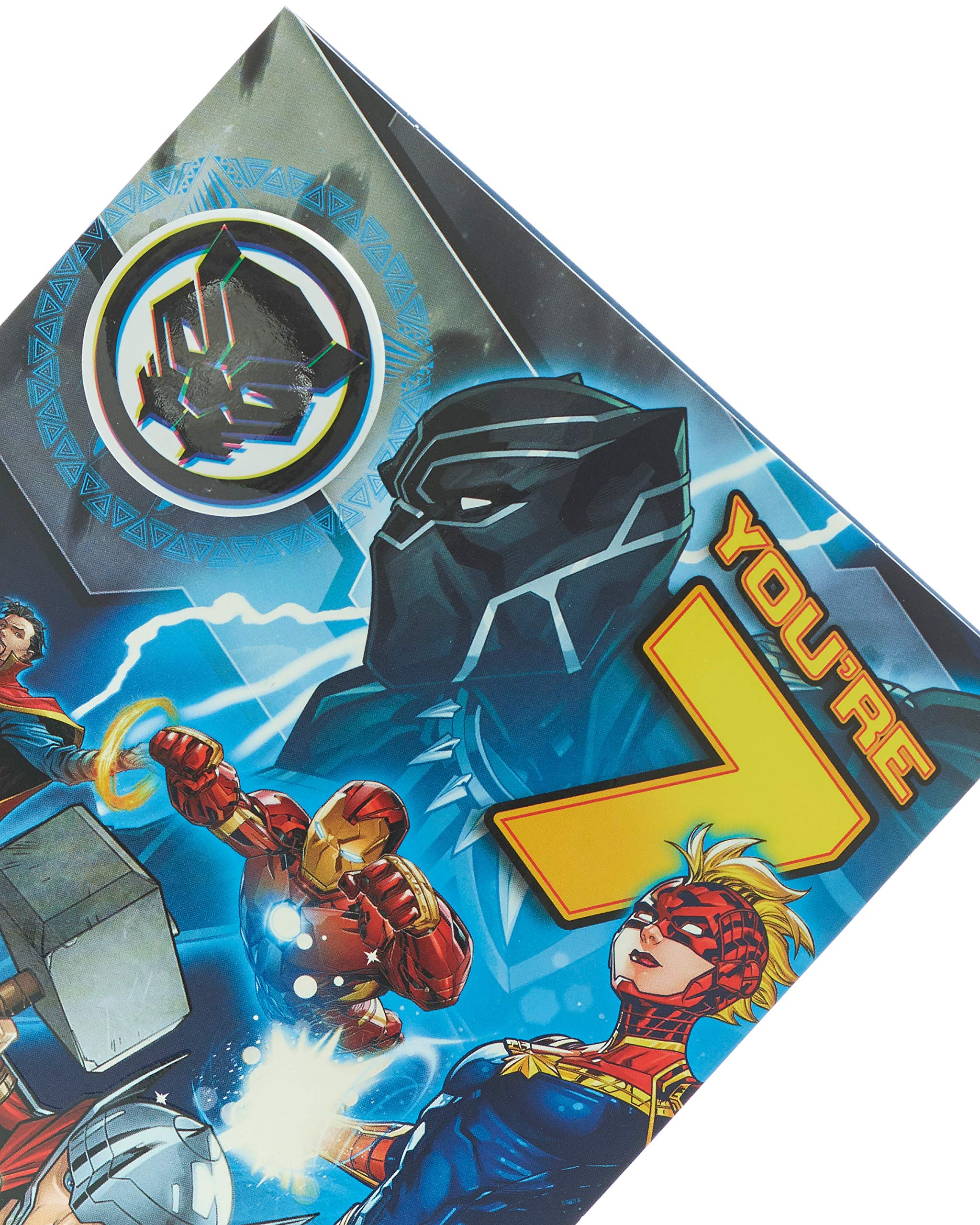 Marvel Avengers Age 7 Birthday Greetings Card with Badge : Amazon