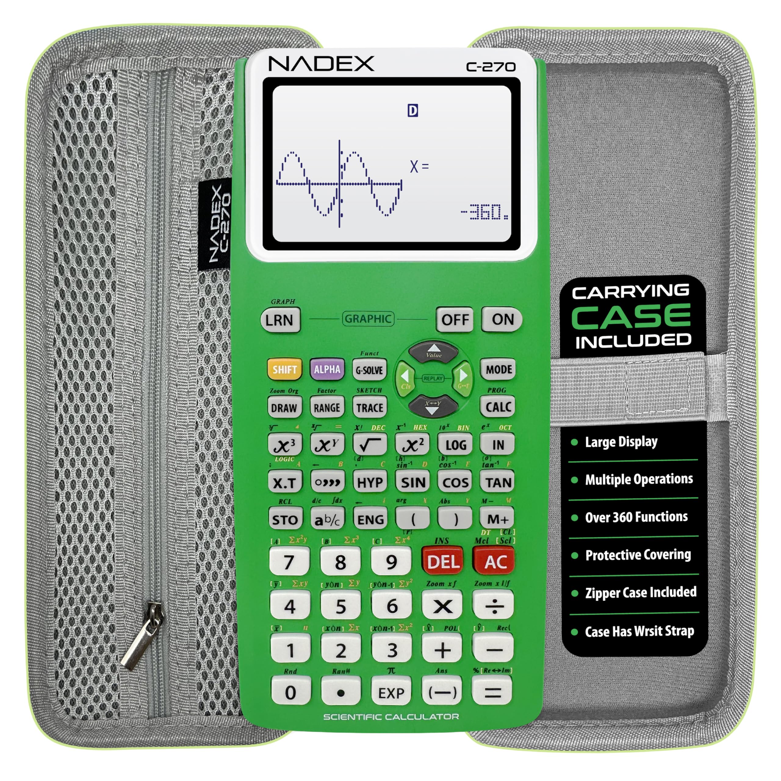 Scientific Calculator with Graphing, Includes Carrying Case, for College and High School Students, Calculus, Algebra, Geometry, Trigonometry,