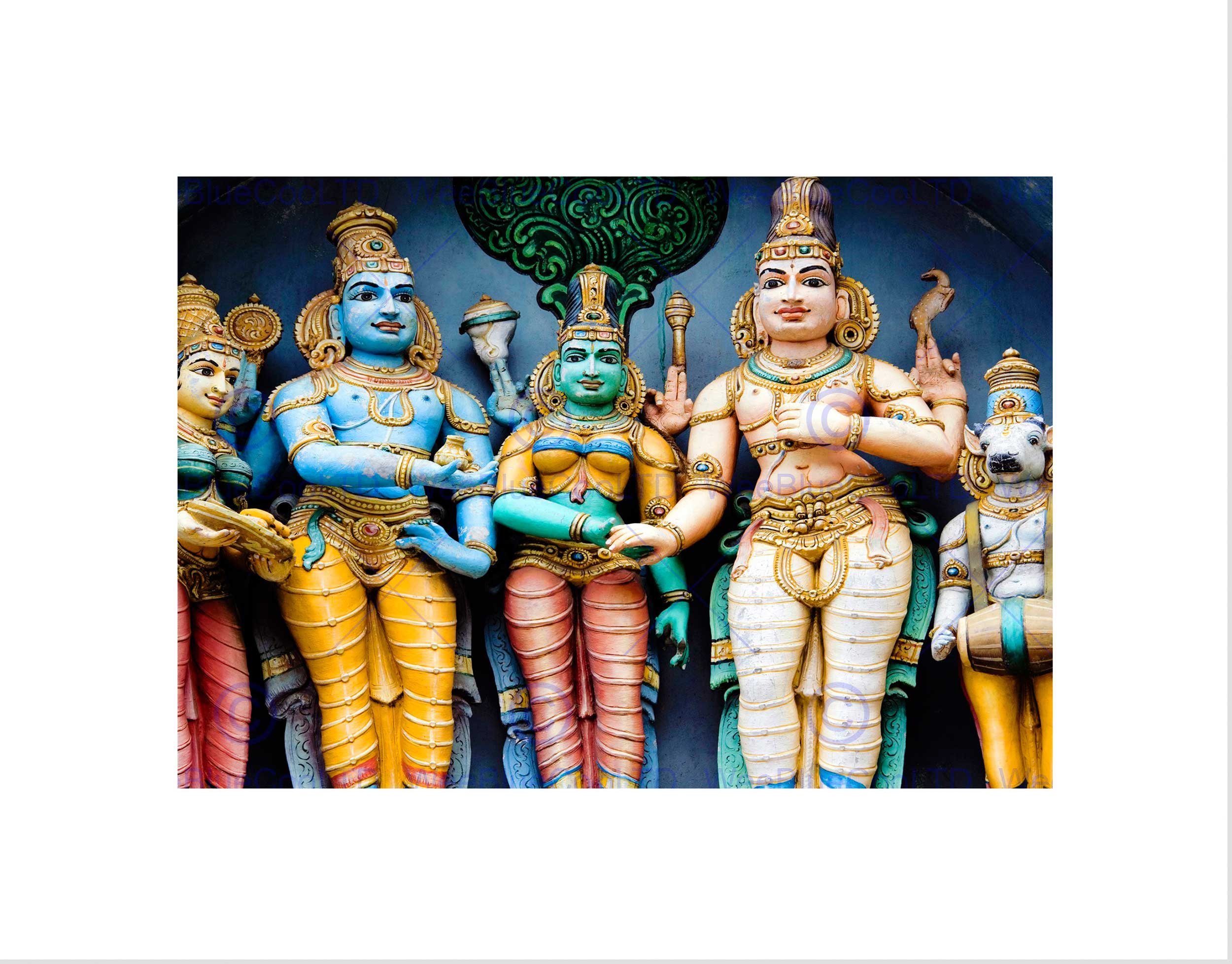 Wee Blue Coo Hindu Deities Tamil Nadu India Statue God Wall Art Print