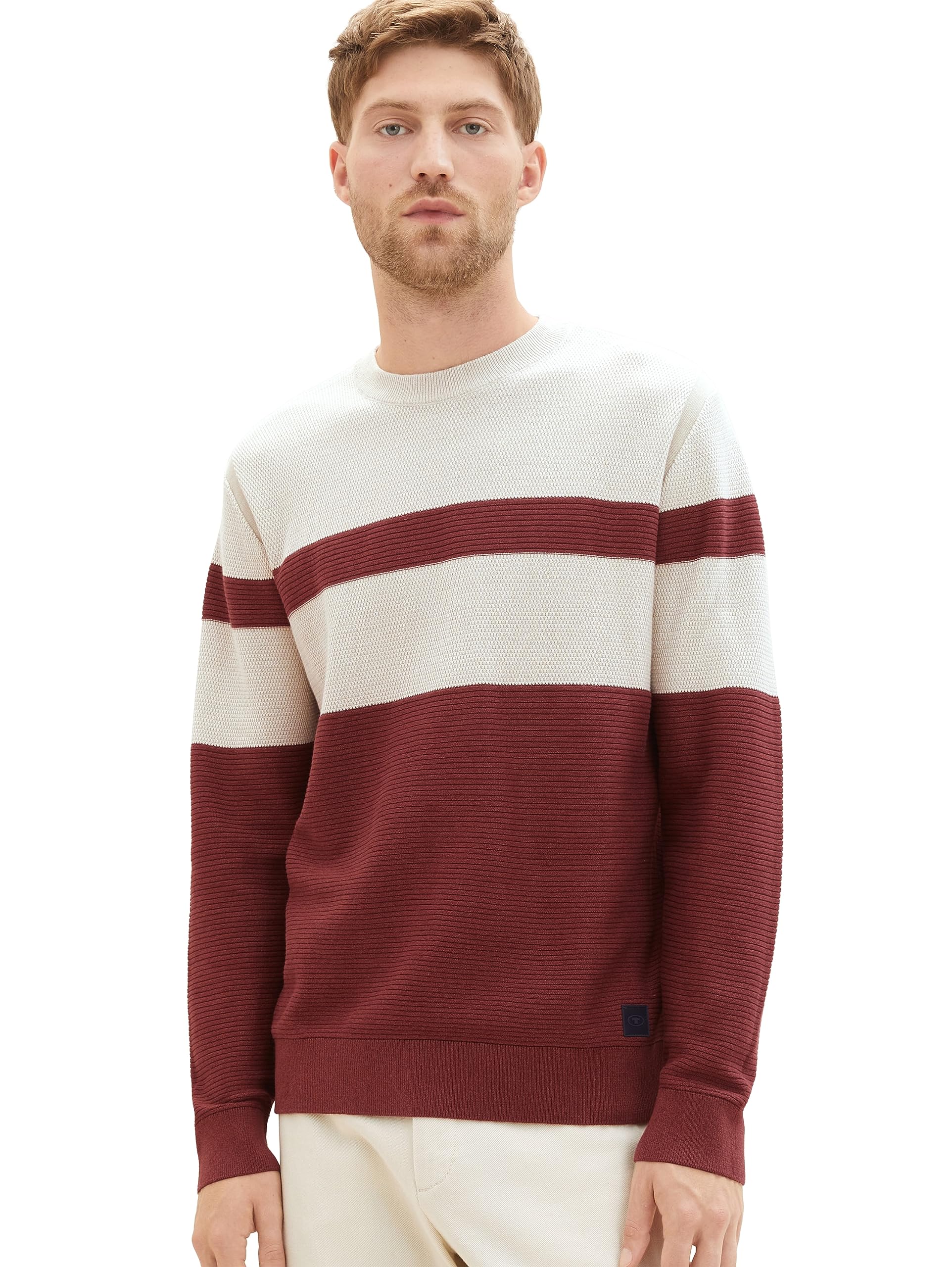 TOM TAILOR Men's Colourblock Knit Cotton Sweater