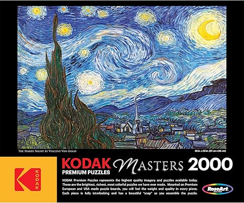 Miniatura 5 de RoseArt - Kodak Premium Masters - La noche estrellada por Vincent Van Gogh - Rompecabezas de 2000 piezas para adultos