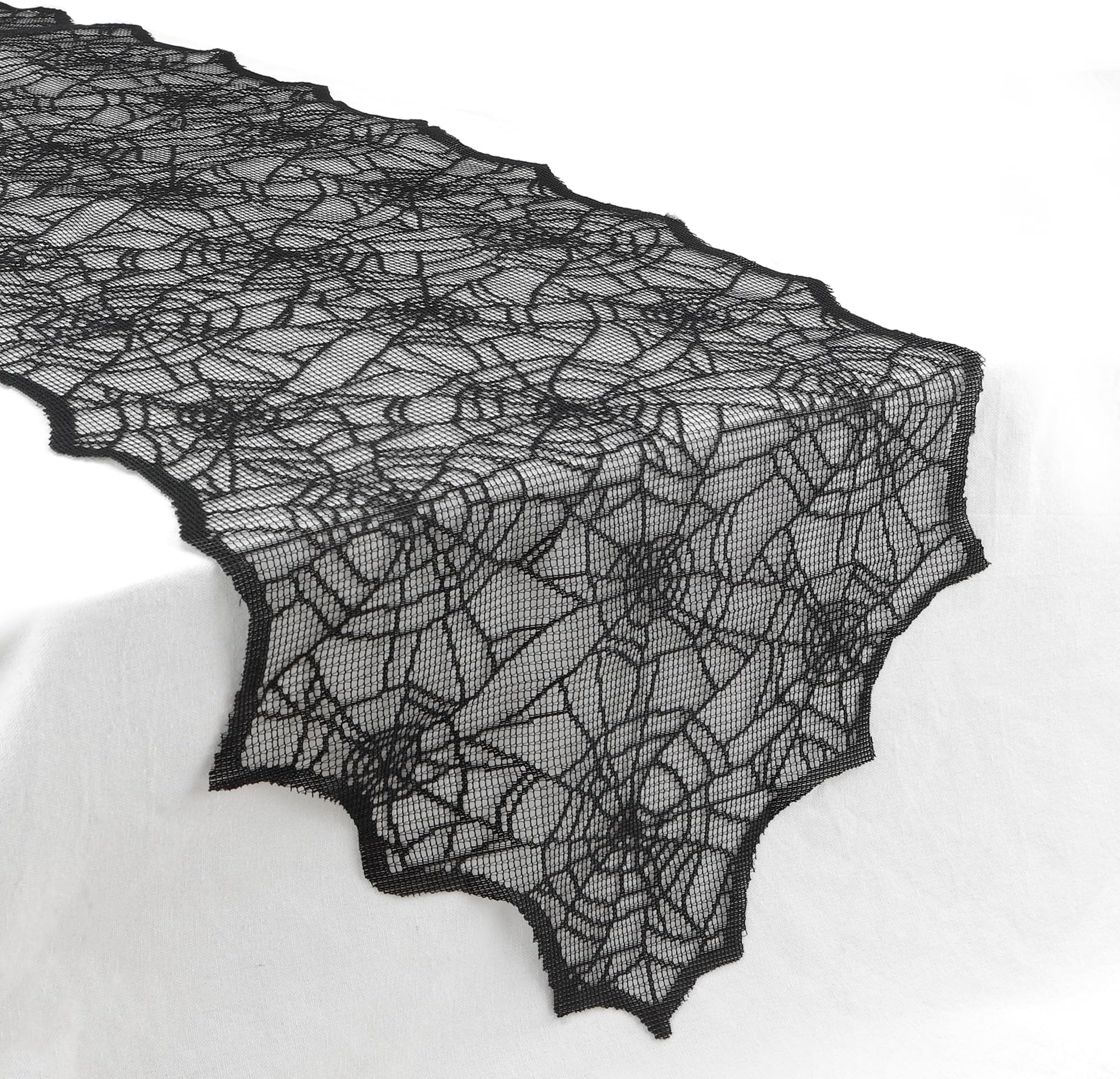 Halloween Table Runner, 14 X 48 Inch Black Lace Spider Web Table Runner, Spider Web Halloween Decorations Halloween Table Decor, Small Table Runner Halloween Table Runners 72 Inches Long Desk Decor