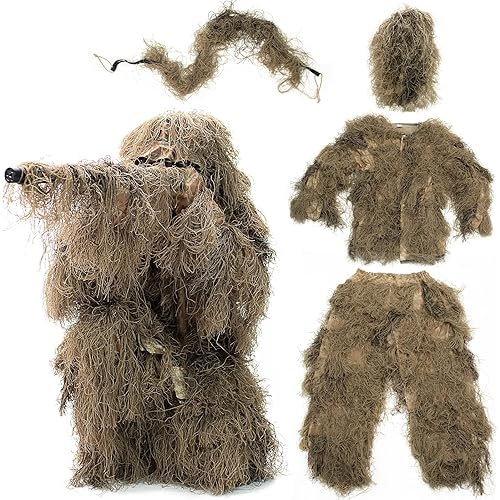 VIVO Ghillie Suits, Adult and Youth Sizes, Dry Grass, Leaf, and Woodland Camo Styles