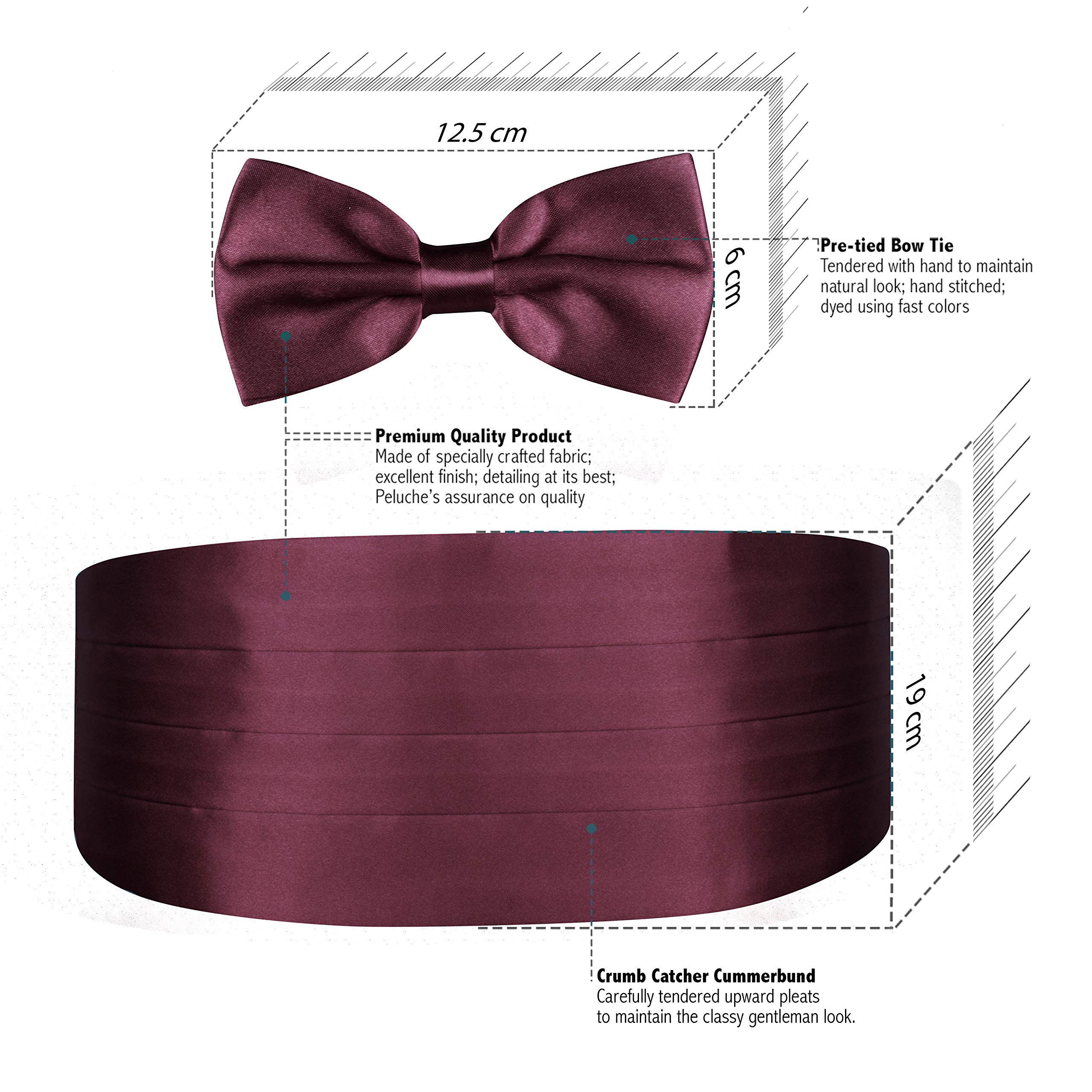 Peluche Burgundy Onyx Cummerband & Bowtie Set for Men - Image 4 thumbnail