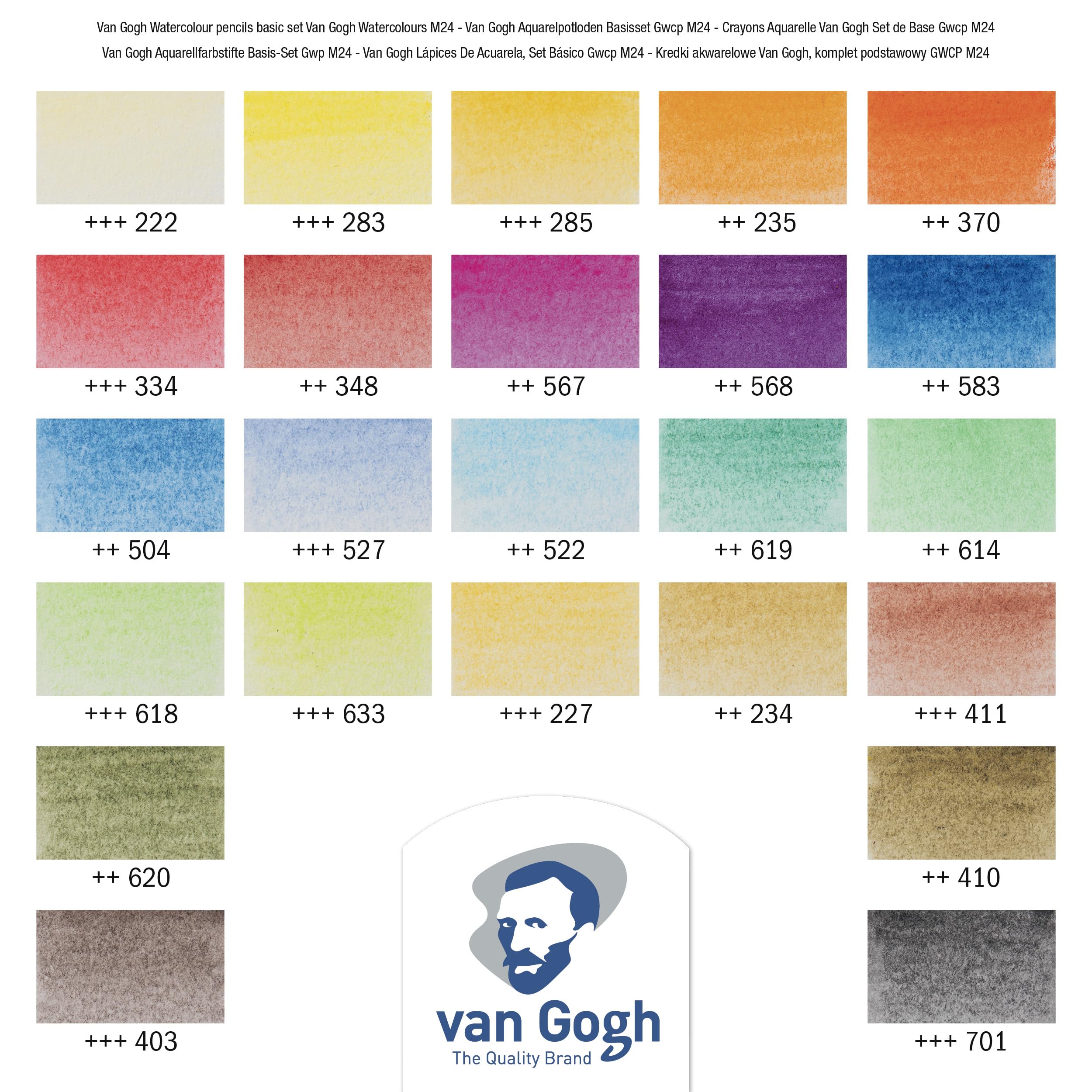 Van Gogh Buntstifte - Buntstifte Set - 24 Farben - wasserlöslich - lichtechte Pigmente - leicht spitzes Zedernholz - ideal für Künstler