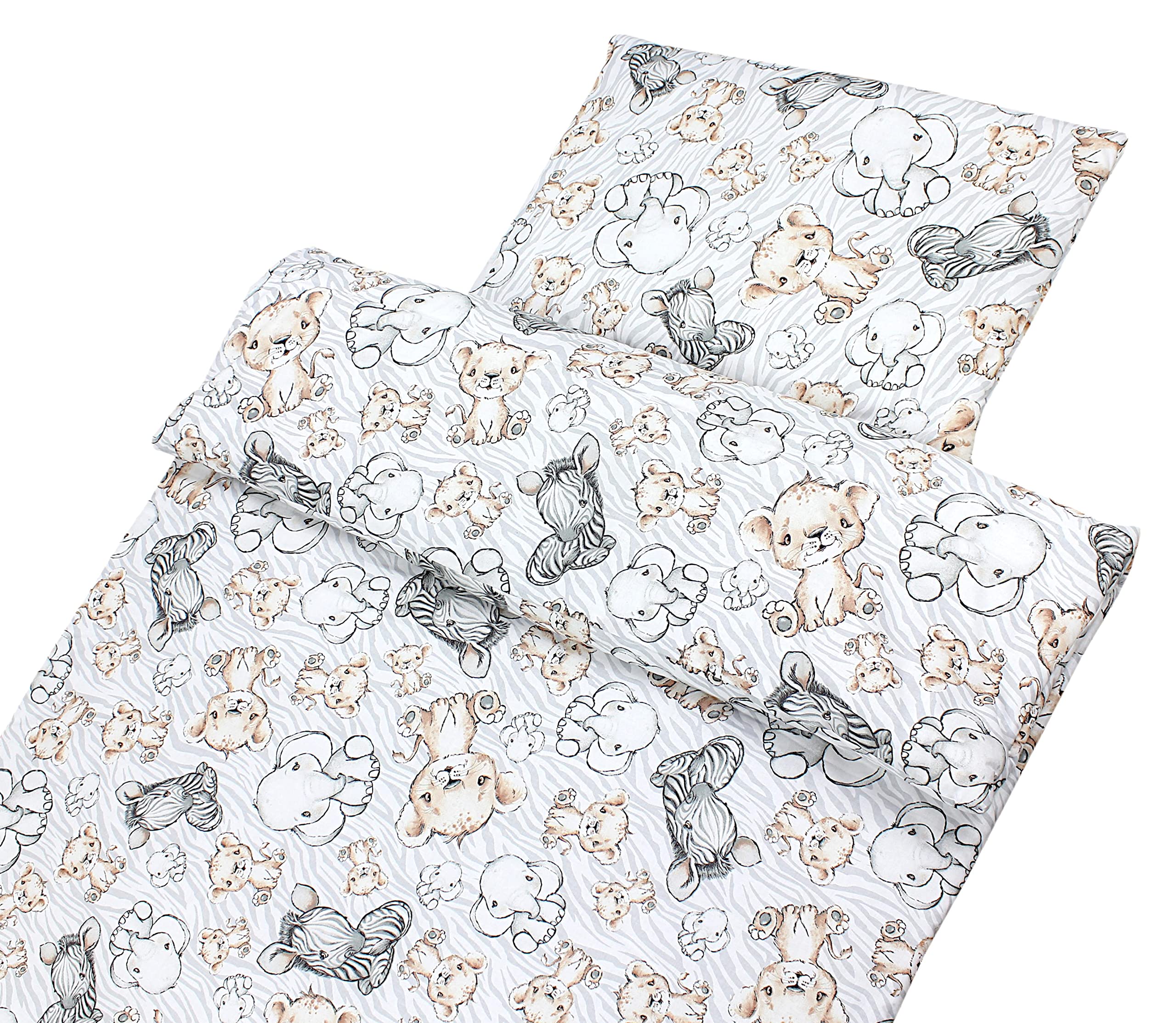 TupTam Juego de Edredón Infantil con Dibujos para Toda la Temporada Nórdica Almohada Plana 2pcs., Safari, 135x100 cm
