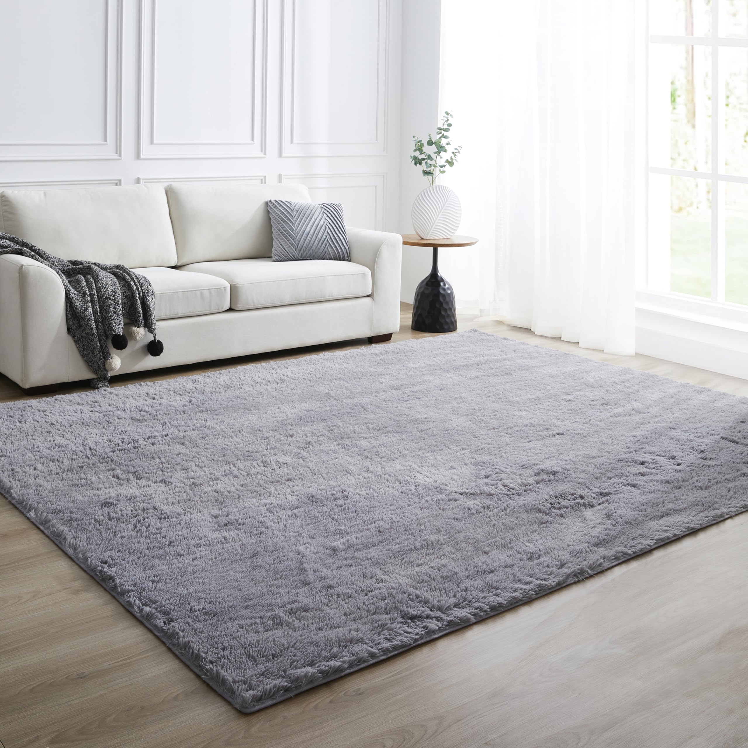 Photo 1 of **Not exact photo** 8x10 Large Area Rug for Living Room, Bedroom Rugs, Ultra Soft Shaggy Carpet for Room, multiuse for Indoor, Kitchen, Bathroom - nonsheding earycare and pet Friendly,Grey Grey 8x10 Feet