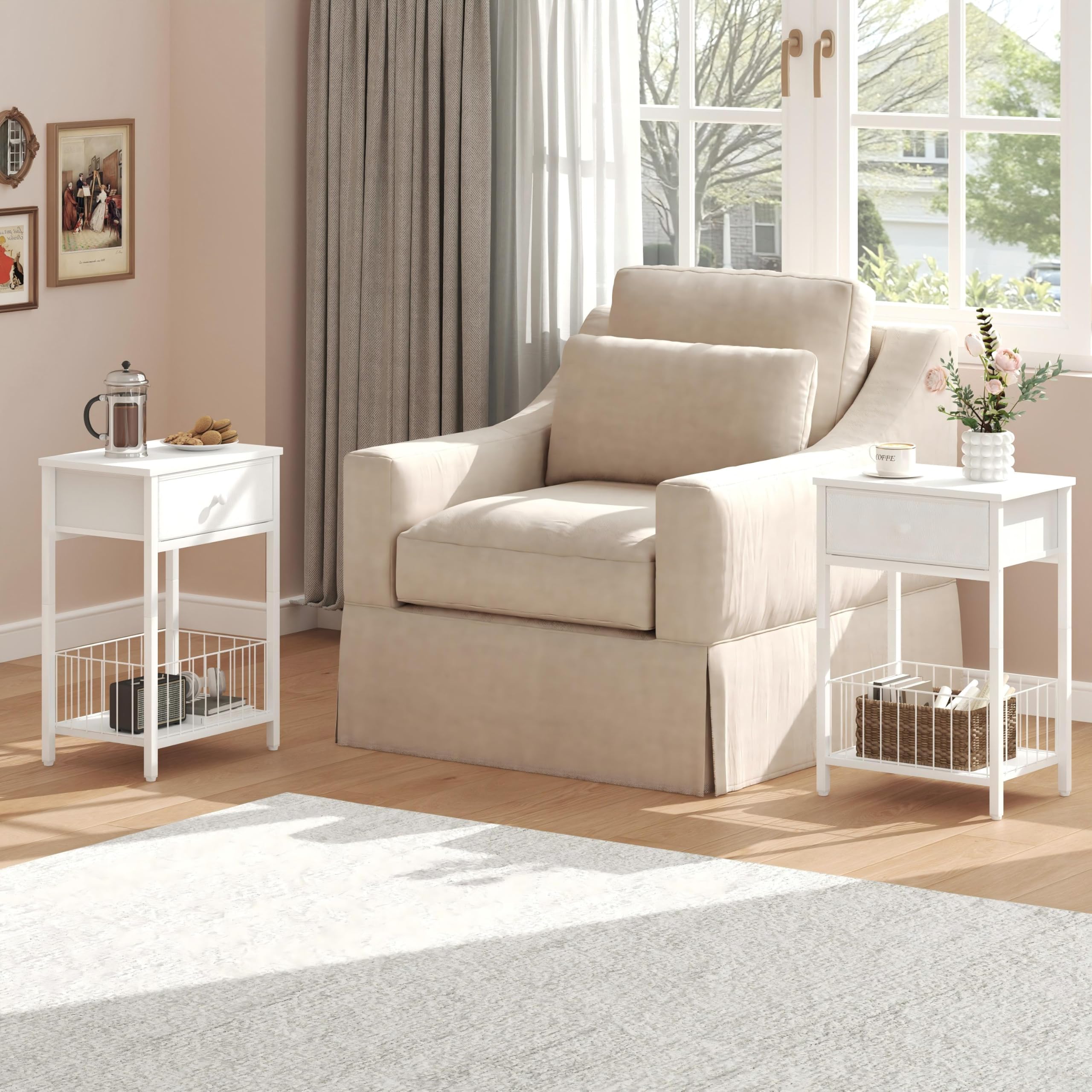 The Best White Nightstands for Bedrooms in 2026 2 VAFEKOL White Small nightstand, White Nightstand, Side Table for Small Spaces, 2 - product photo