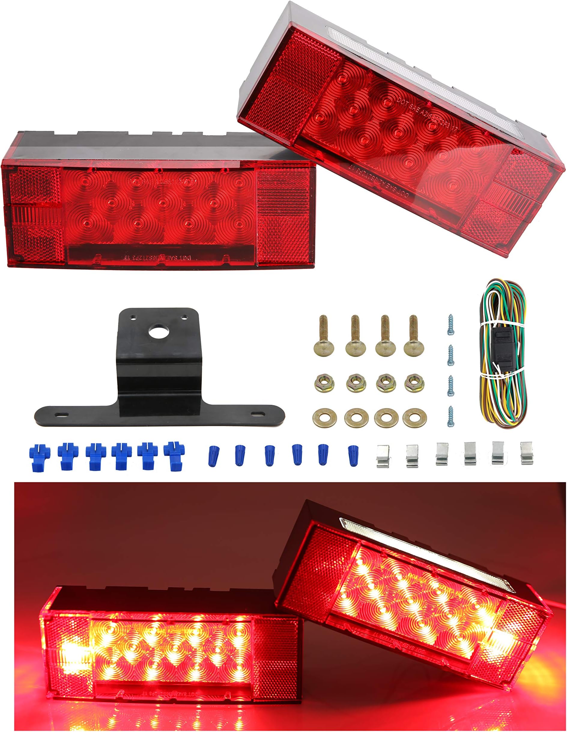PEAKTOW PTL0102 Deluxe 12V Rectangular Low Profile Submersible LED ...