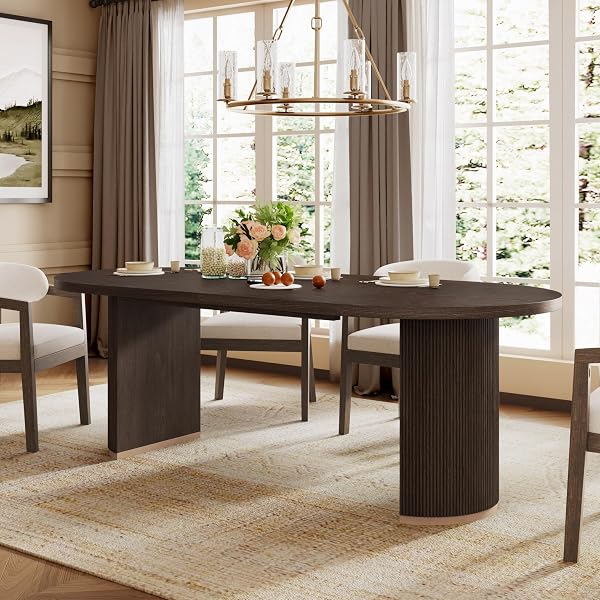 Graceful Oval Kitchen Table Ideas for Stylish Dining 113 Dark Brown Modern Minimalist Dining Table