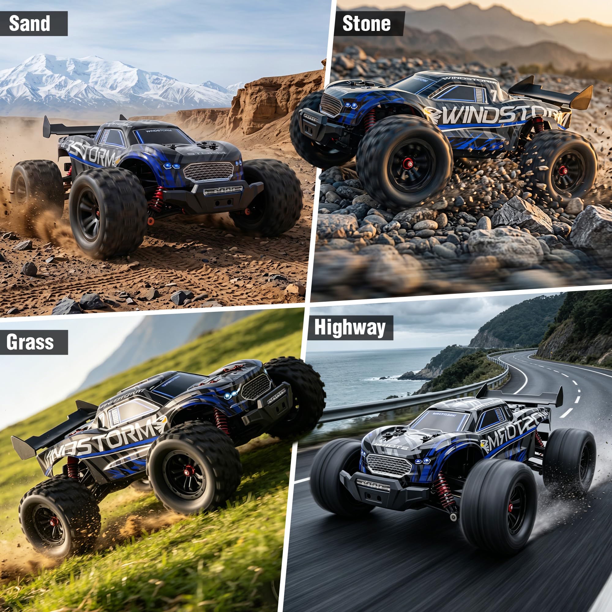 Coche Teledirigido - 1:14 Coche RC Vehículo Todoterreno Velocidad 40 km/h con Sistema de Transmisión Metálico 2,4GHz 4WD Coche 2 x 1500 mAh BateríAs Recargables dos juegos de ruedas NiñOs Y Adultos