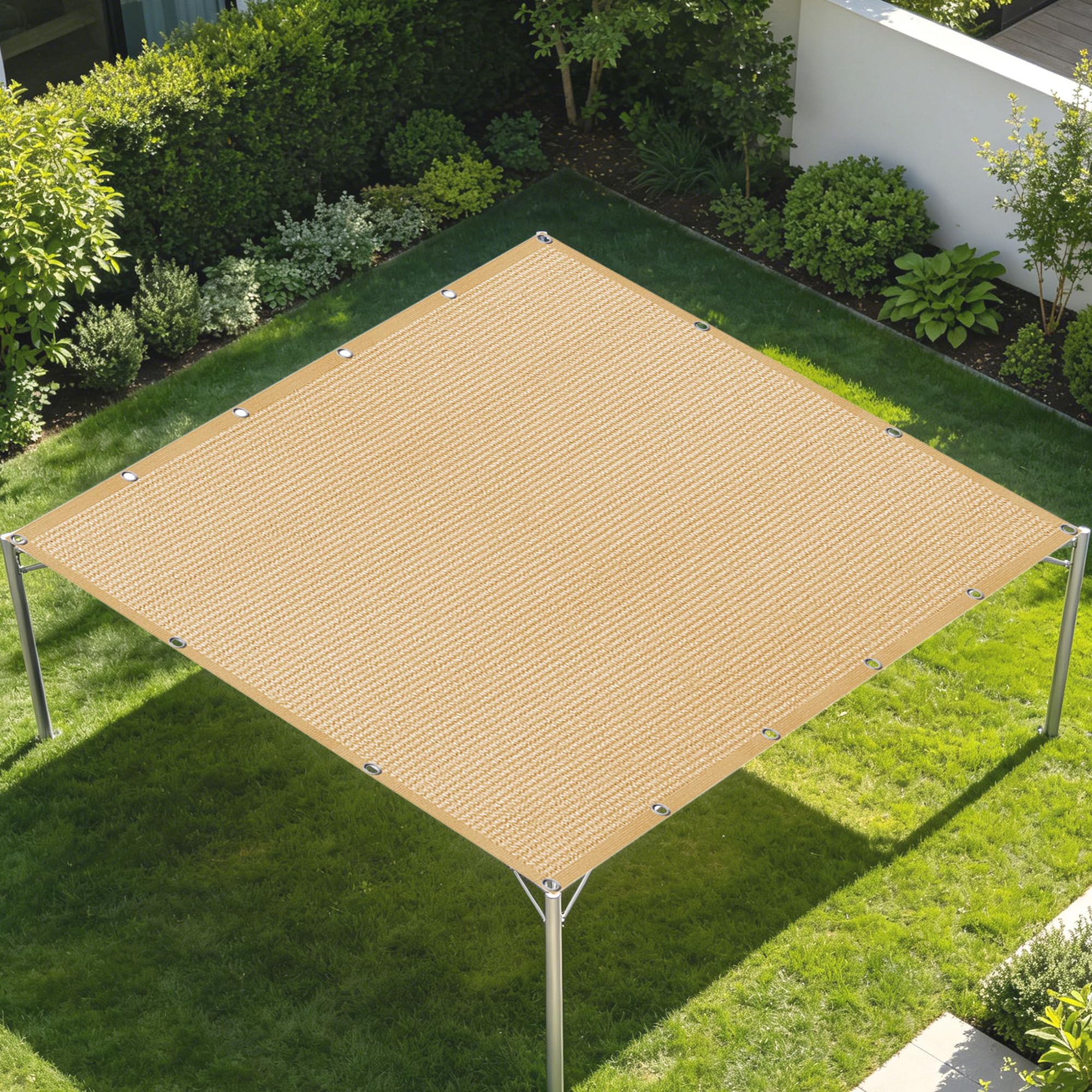 Voile ombrage 1.5 x 3.6 m en filet respirant jaune sable de jardin