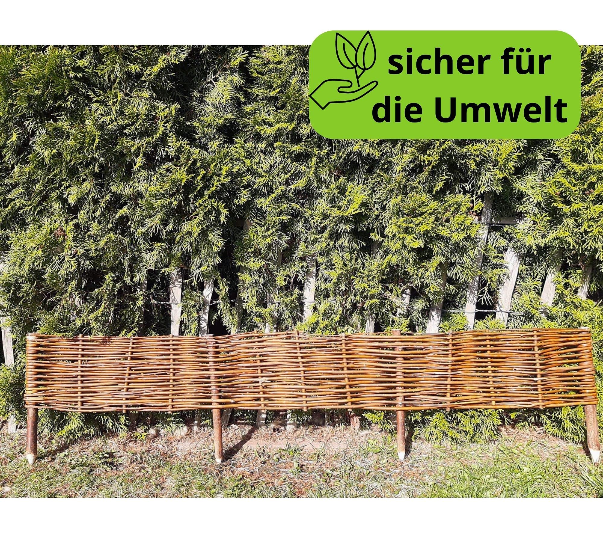 Paquete de 10 Borduras para Jardin - 100 cm x 20 cm - Natural - Hecha a Mano - para Parterres, Huertos, Camas - Vallas para Jardin - Exterior