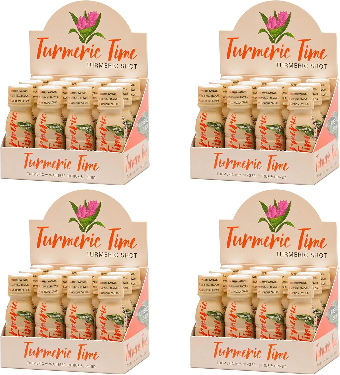Turmeric Shots - Turmeric with Ginger, Citrus & Honey | Non-GMO | No Preservatives or Artificial Flavors/Colors/Sweeteners | B Vitamins | Liquid Turmeric (48 Pack)