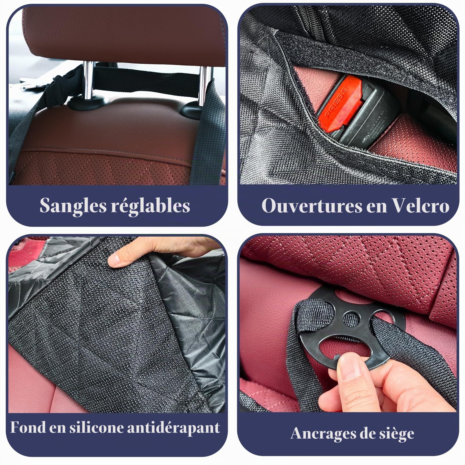 Housses Protection Voiture Chien, Protege Siege Voiture Chien avec 1 Ceinture, 135 X 120 Cm, ProtèGe des Rayures ImperméAble AntidéRapant, pour Voiture, Camions, SUV et Jeeps