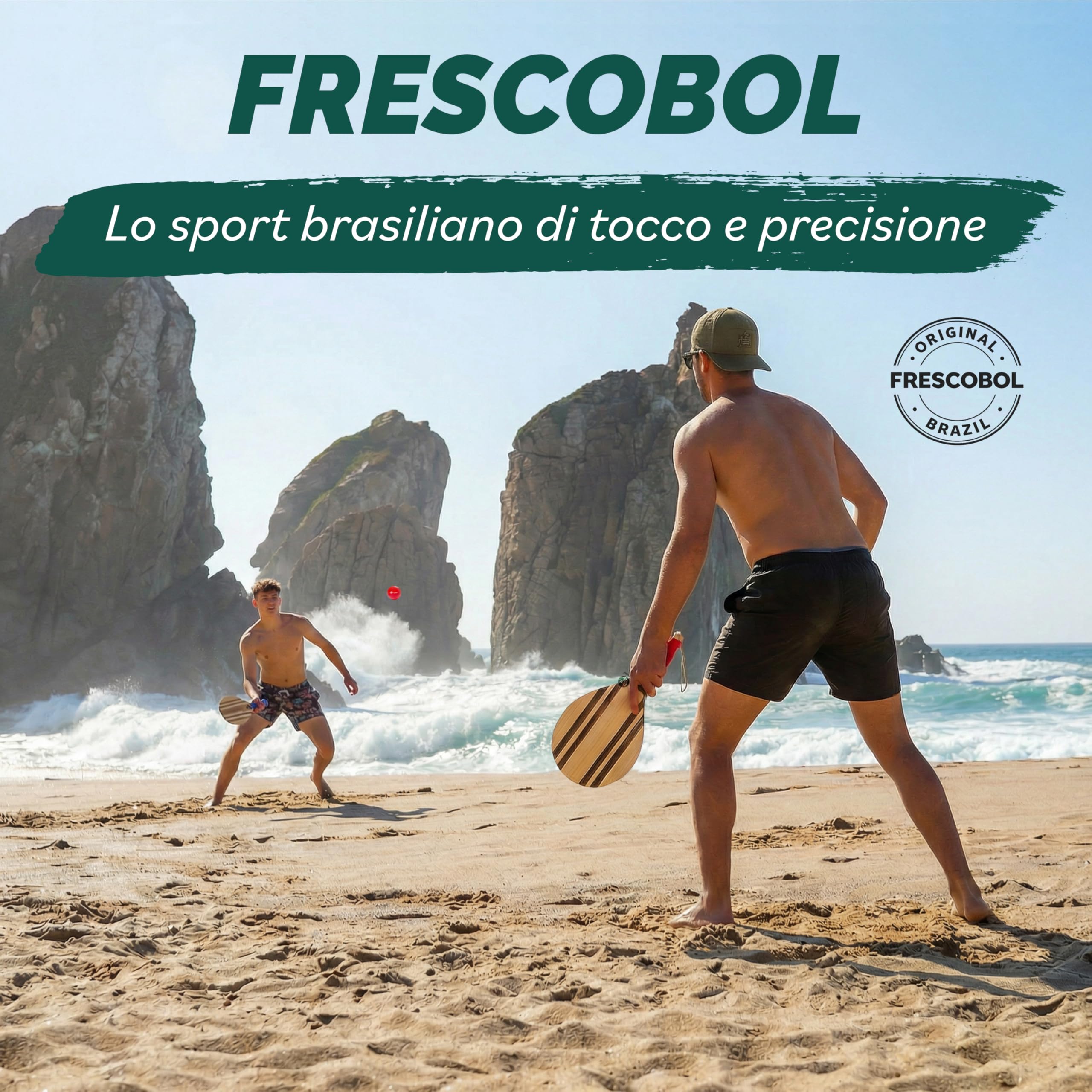 two46 | Set di Racchettoni da Spiaggia Premium | Frescobol - Lo Sport Popolare dal Sud America | Racchettoni Artigianali in Legno, Scelta della Palla per Diversi Livelli, Borsa Personalizzata