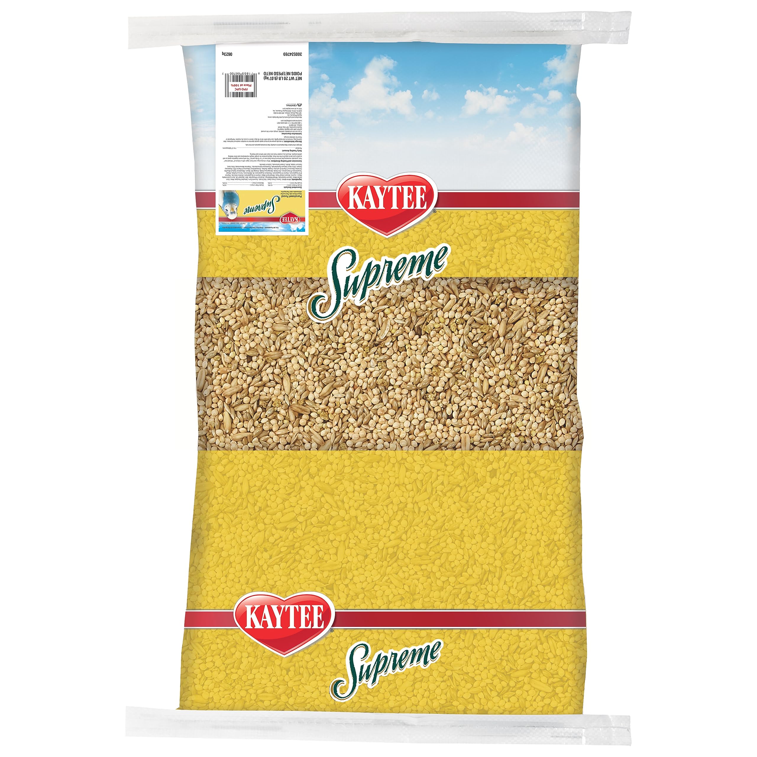 Kaytee Supreme Parakeet Food, for Pet Birds, 20 Pounds