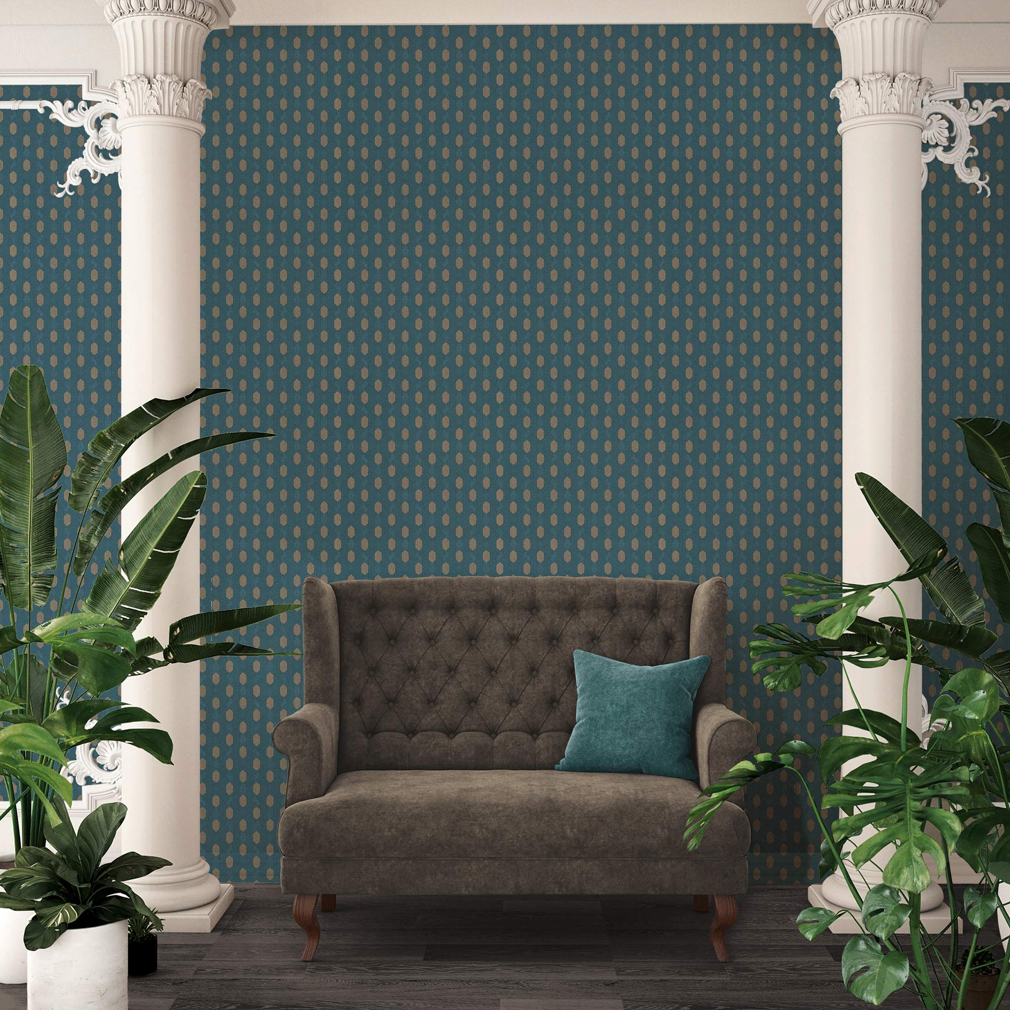 Architects Paper Carta da parati in tessuto non tessuto Absolutely Chic geometrica, 10,05 m x 0,53 m, blu, grigio, beige, Made in Germany 369734 36973-4