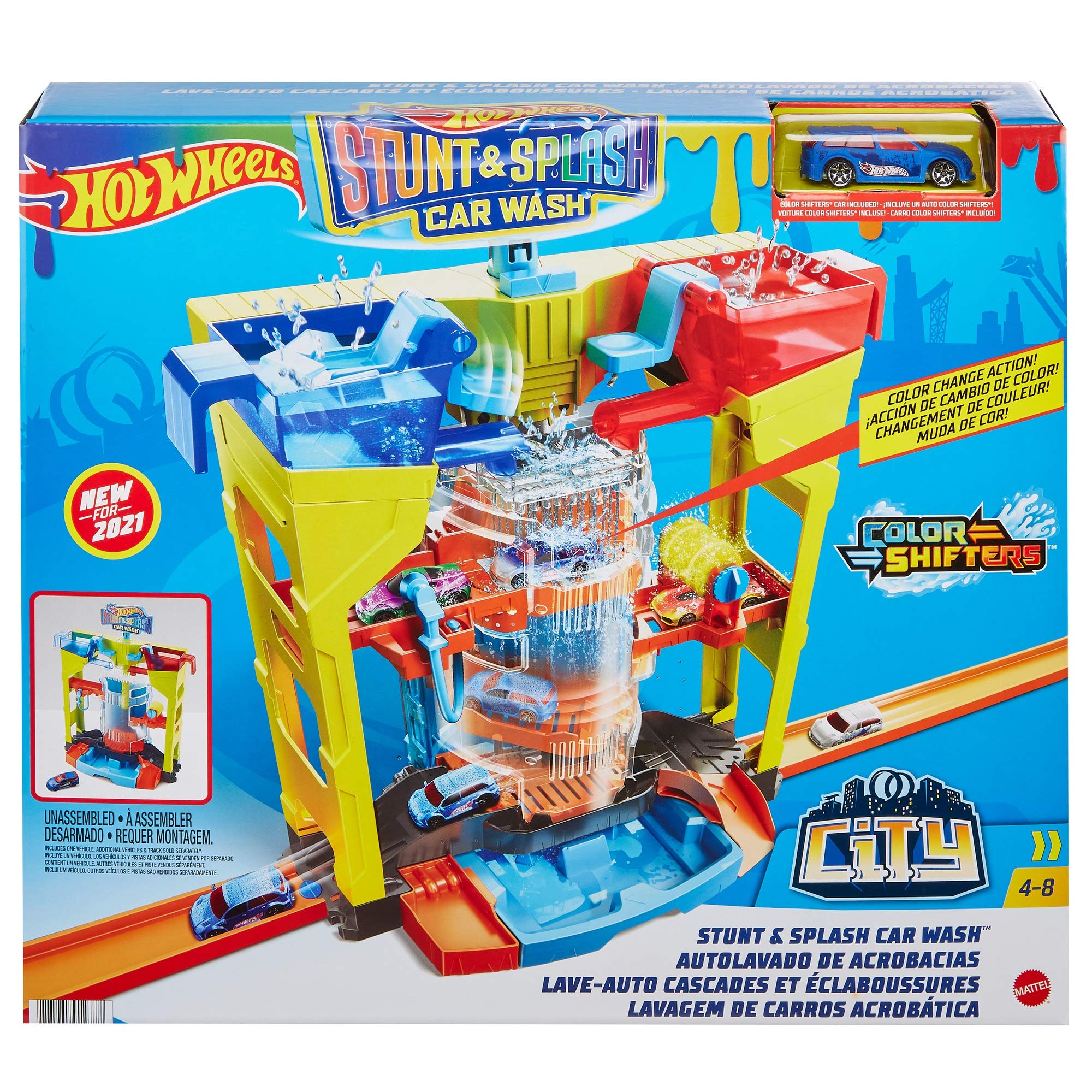Hot Wheels Stunt Splash Car Wash Playset With One 1 64 Hot Wheels Color Hot Wheels Stunt Splash Car Wash Playset With One 1 64 Hot Wheels Color