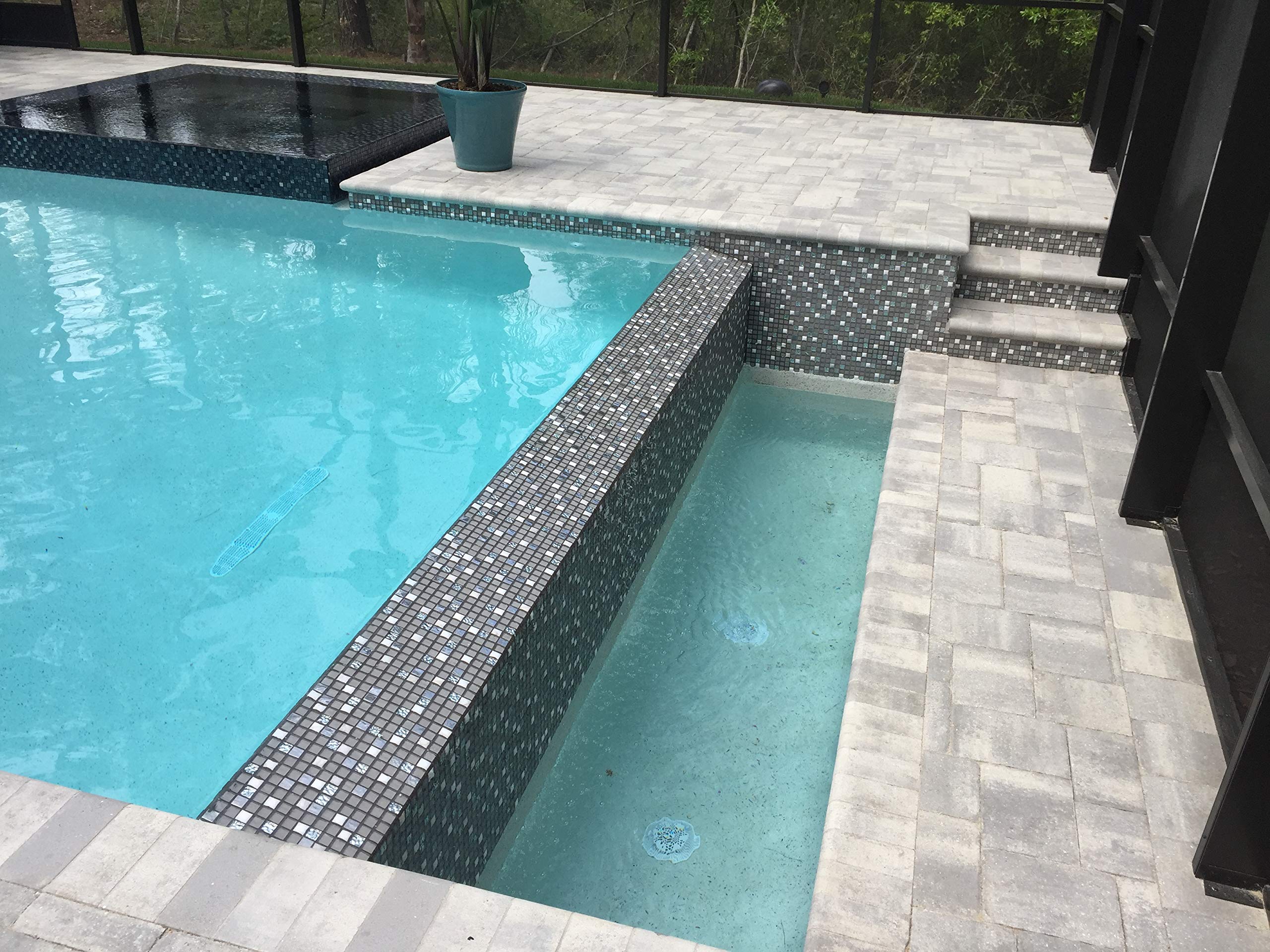 Simple Tile Glass & Stone Mosaic – Mini Teseo Mixed Squares, 12"x12" Sheet, Sample 6"x6" Available (GM 8306 Pyramid)