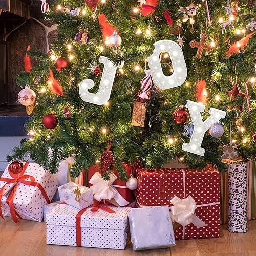 Miniatura 7 de 3 letras LED de Navidad con luces LED, letras de neón, signo de alegría con purpurina, letras del alfabeto, letras decorativas de marquesina