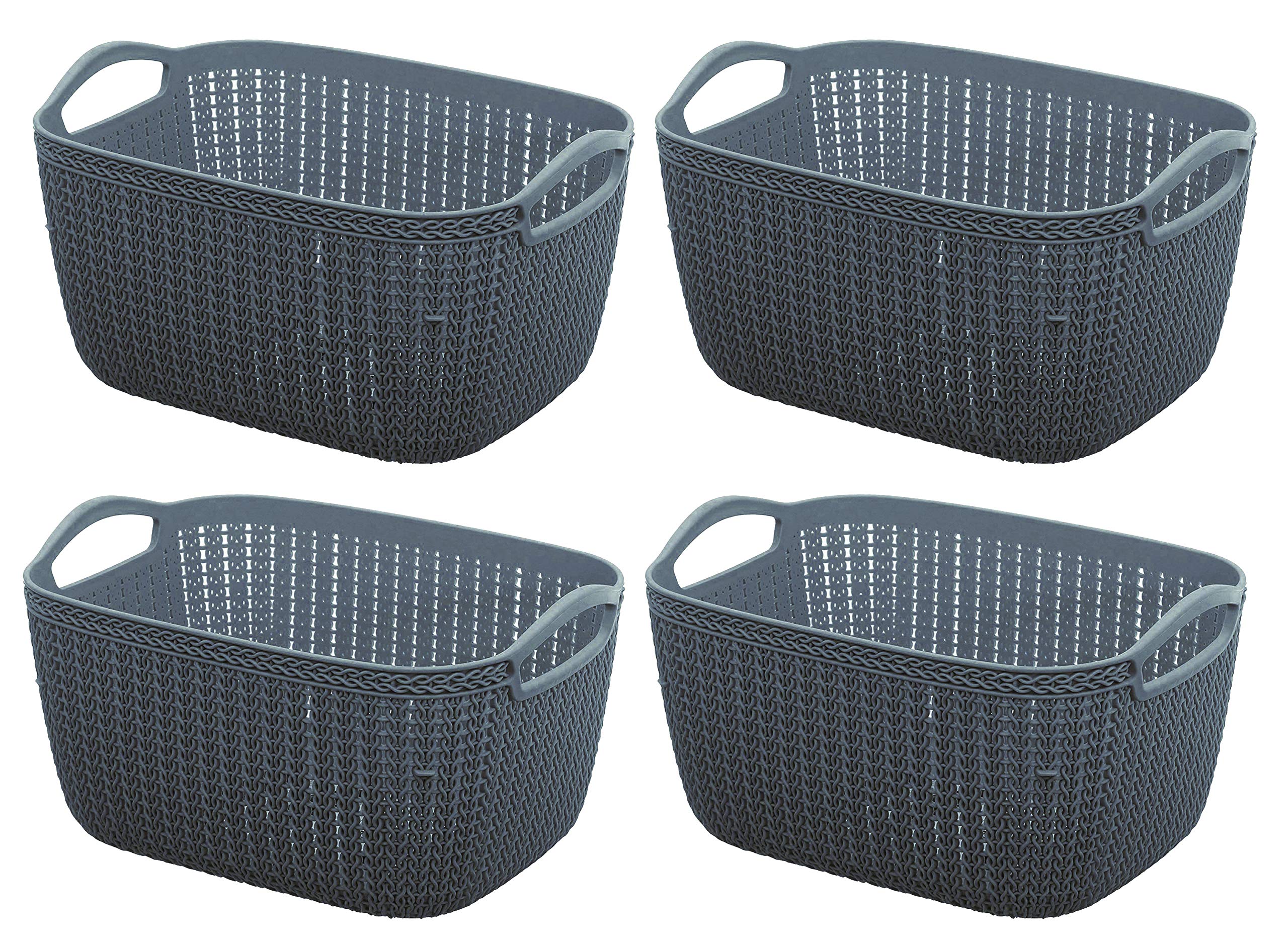 Kuber Industries Q-6 Unbreakable Plastic 4 Pieces Multipurpose Large Size Flexible Storage Baskets with Handles (Grey)-KUBMART10548, Pack of 4 (B08KMKFKL8) Amazon Price History, Amazon Price Tracker
