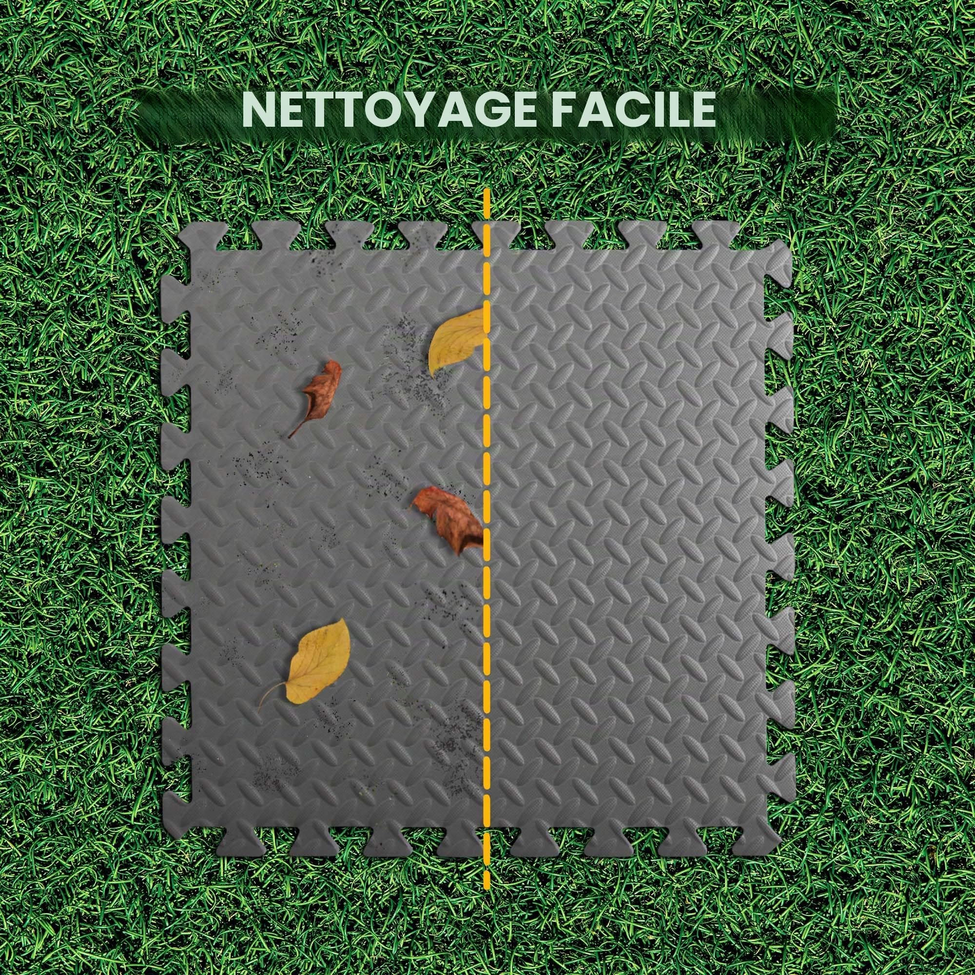 Bestlivings Lot de 16 tapis de protection de sol pour protéger votre piscine (52 x 52 x 1,2 cm) – 4,32 m² – Système d'emboîtement robuste extensible à volonté
