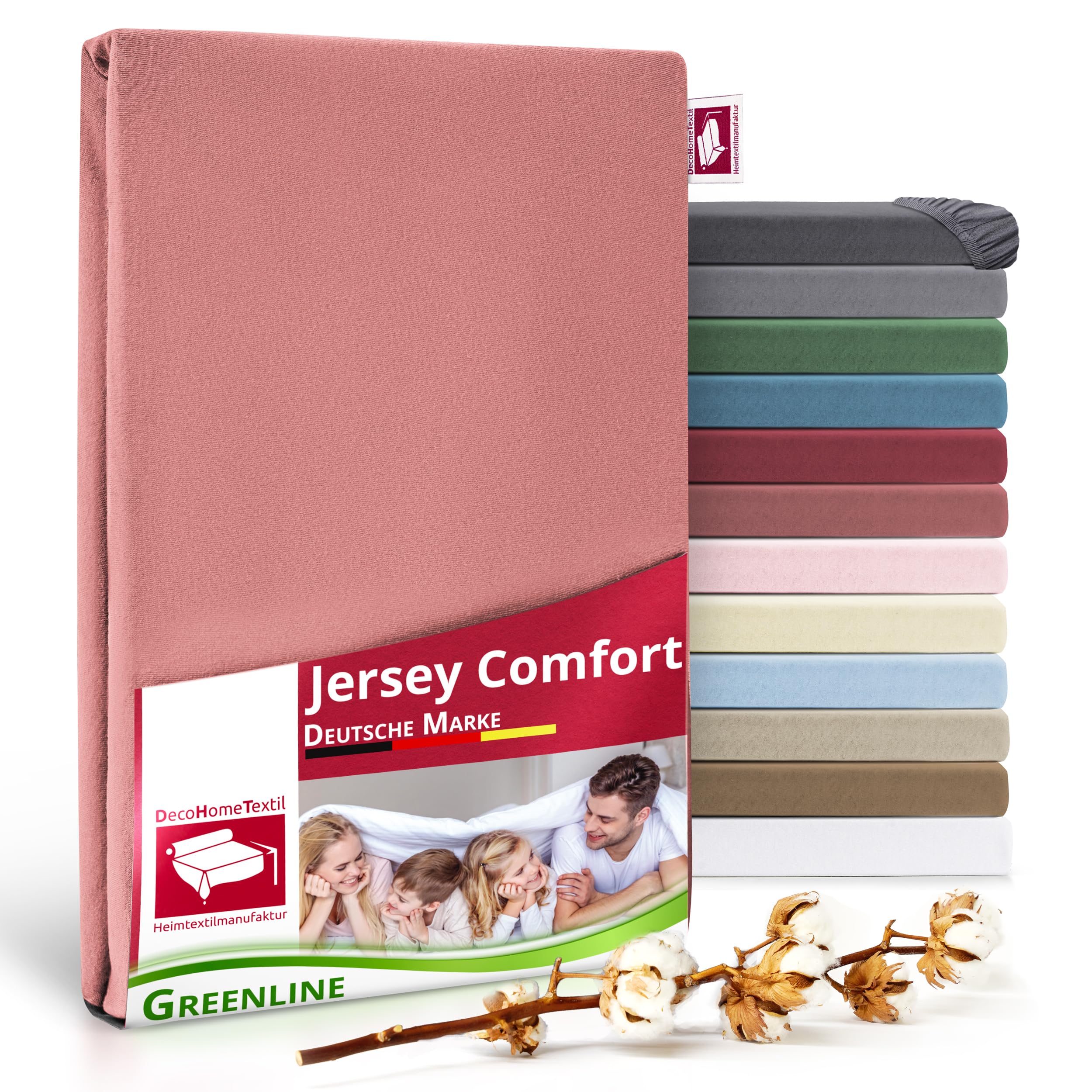 Greenline Spannbettlaken Premium Jersey aus 100% Baumwolle für Familie im Schlafzimmersparen bis zu 30 cm<Boxspannbettla